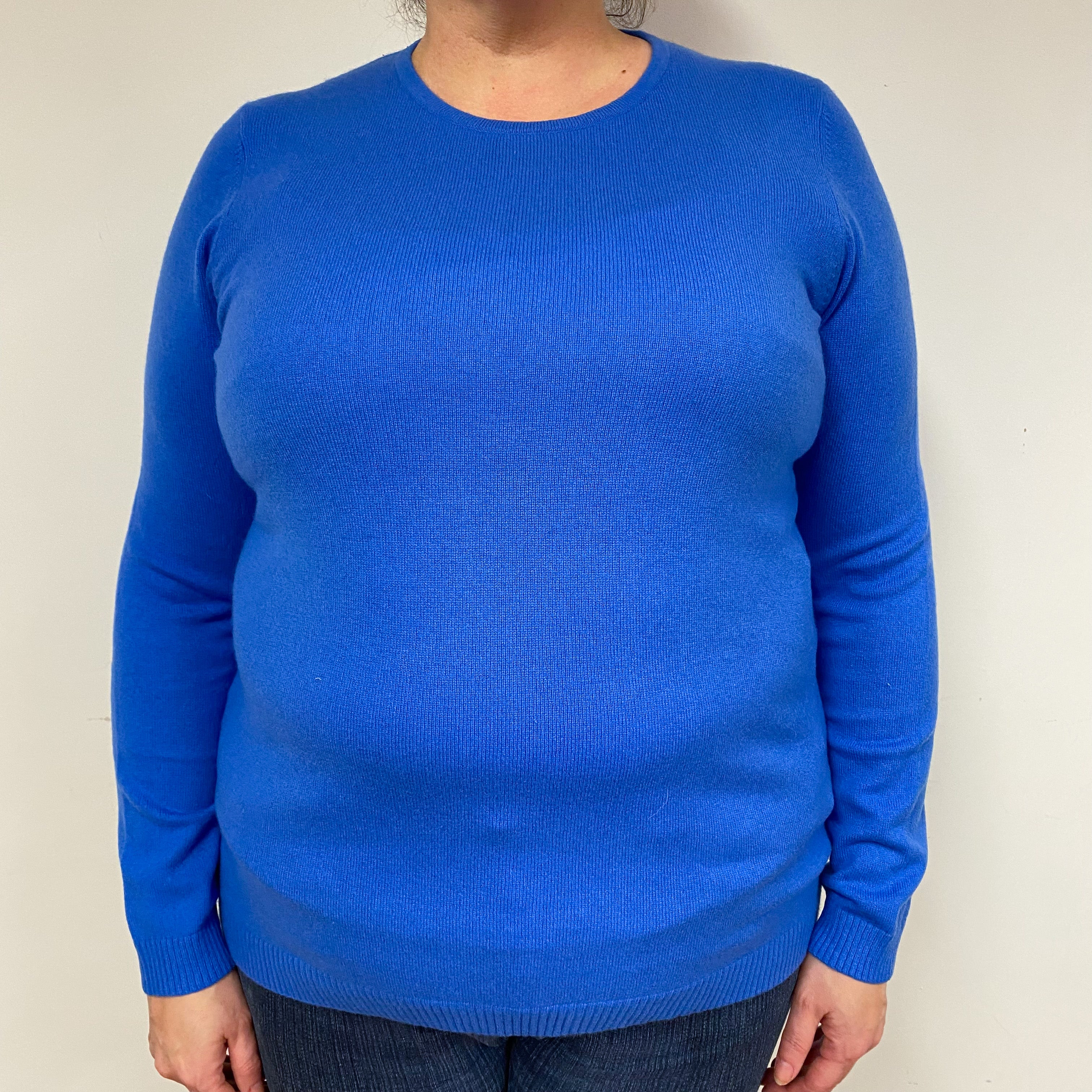 Tanzanite Blue Cashmere Crew Neck Jumper Extra Large