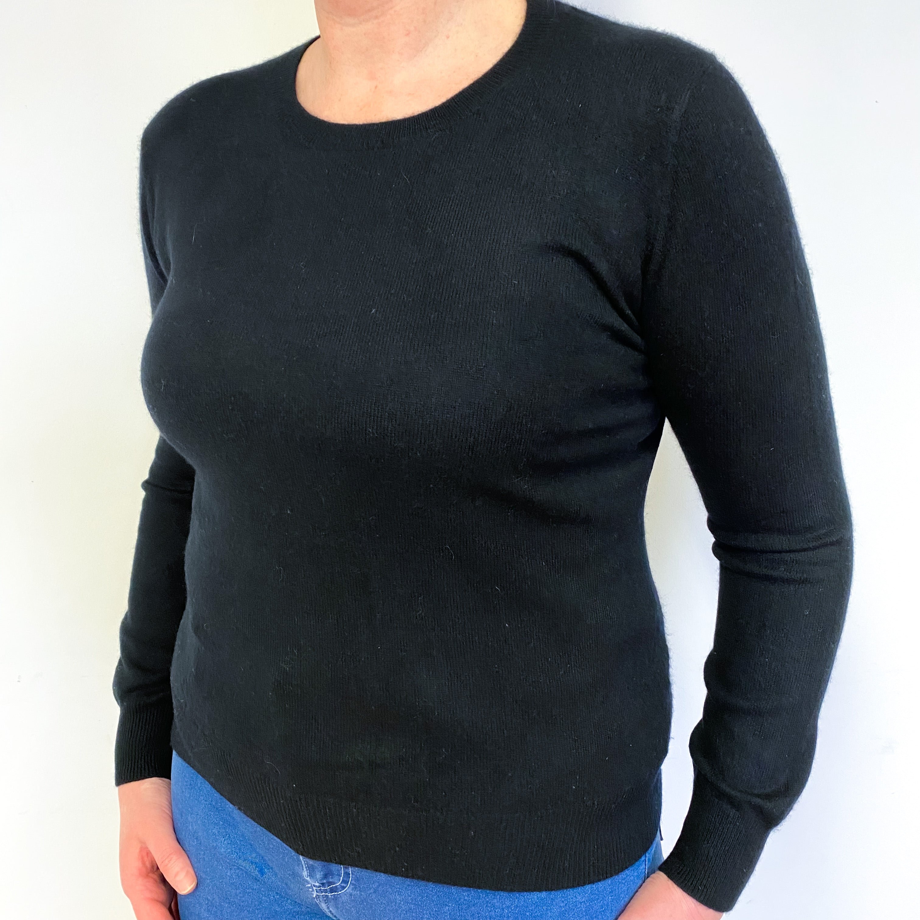 Black Cashmere Crew Neck Jumper Large