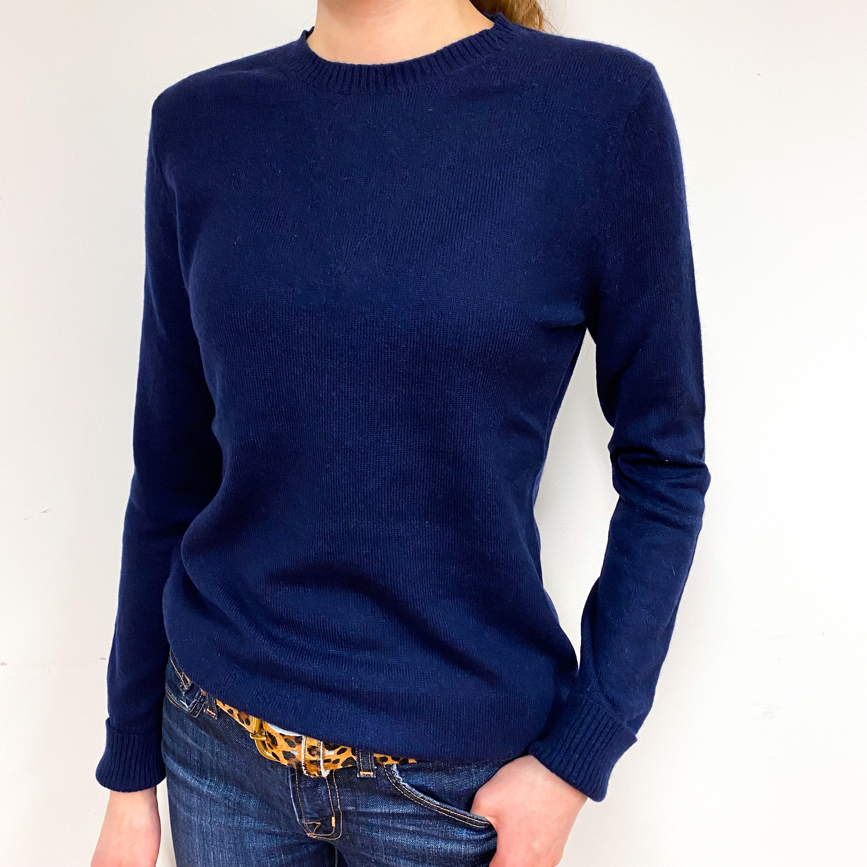 Navy Blue Cashmere Crew Neck Jumper Extra Small