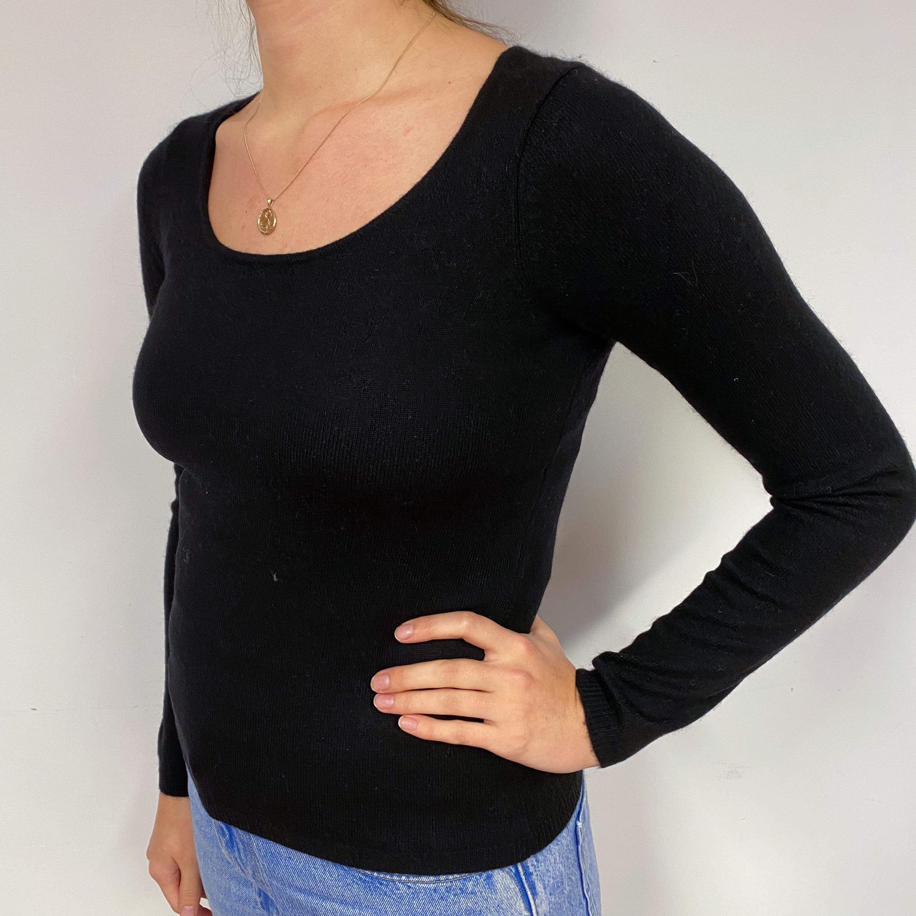 Black Cashmere Crew Neck Jumper Small