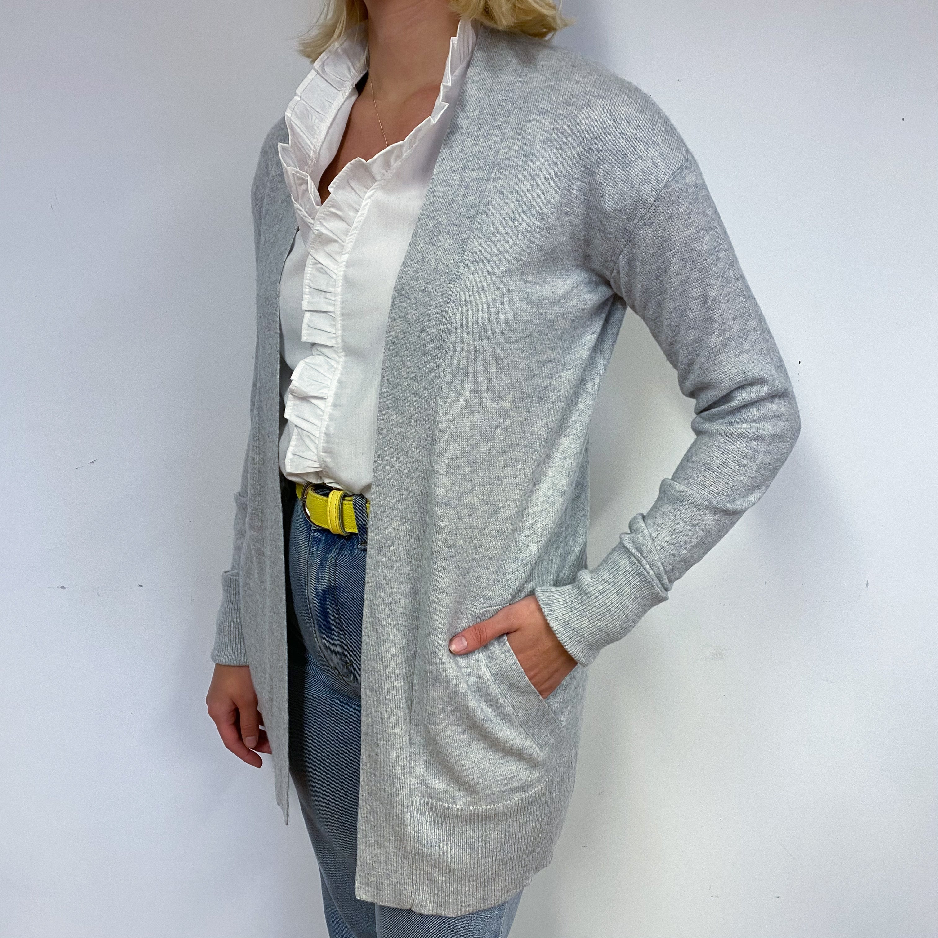 Grey Cashmere Edge to Edge Cardigan Small