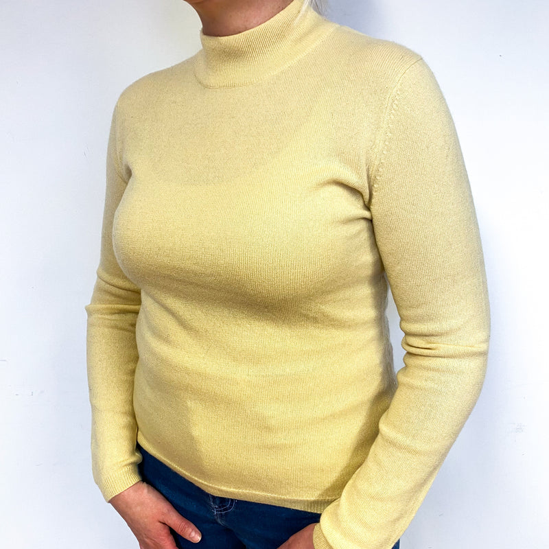 Primrose Yellow Cashmere Turtle Neck Jumper Large NEARLY NEW CASHMERE CO.