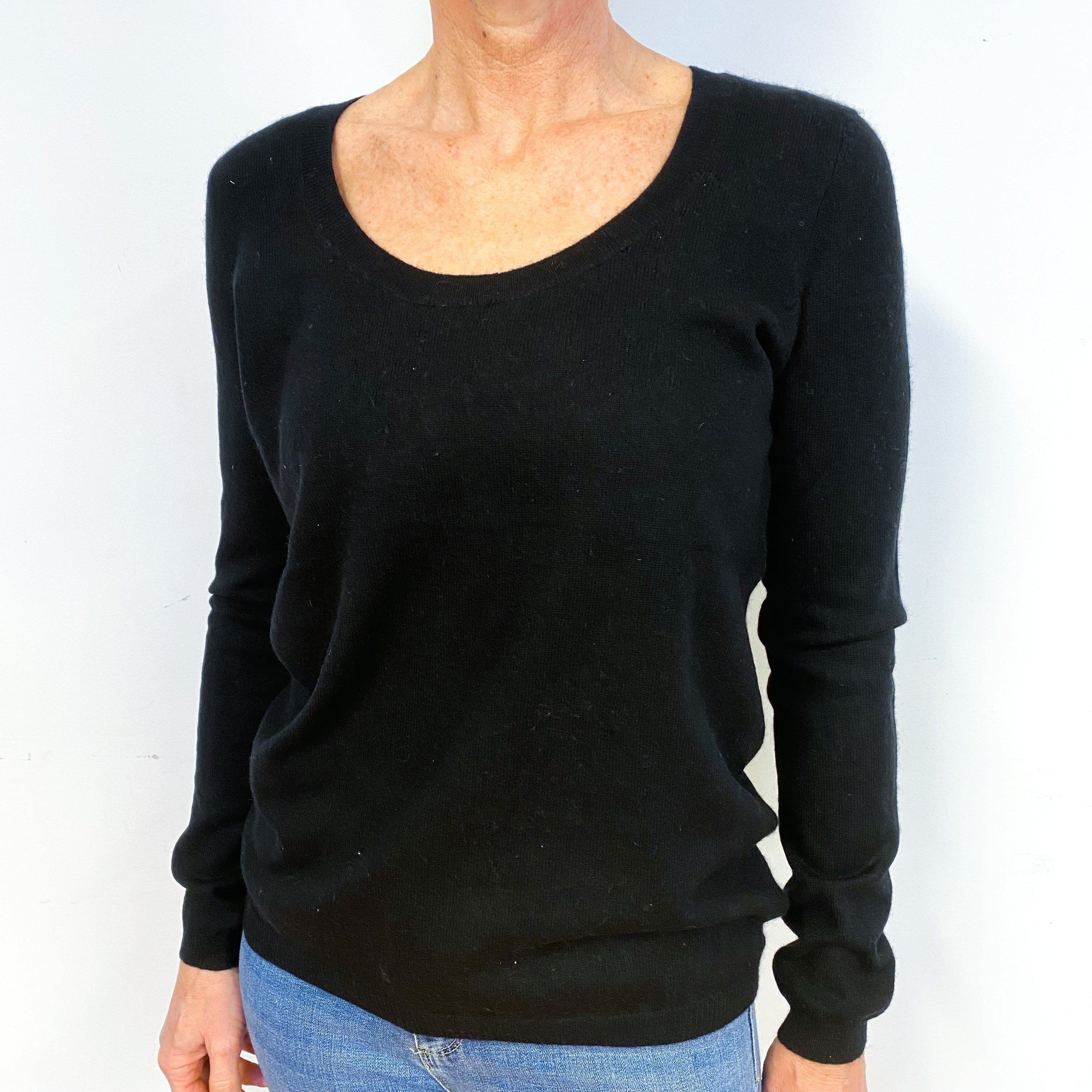Black Cashmere Crew Neck Jumper Medium