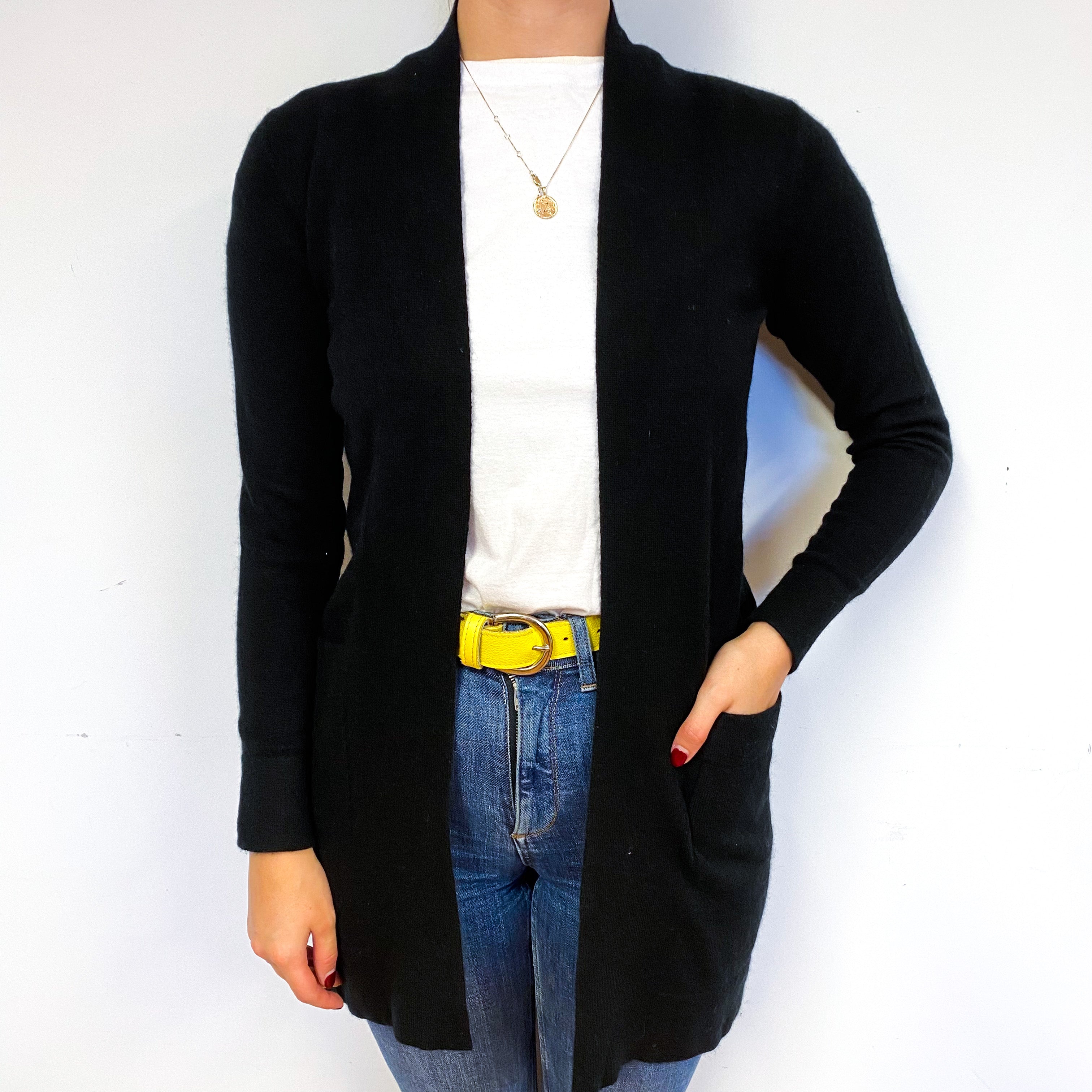 Black Cashmere Edge to Edge Cardigan Small