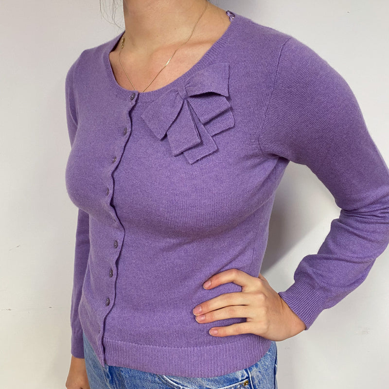 Wisteria Purple Cashmere Crew Neck Cardigan Small