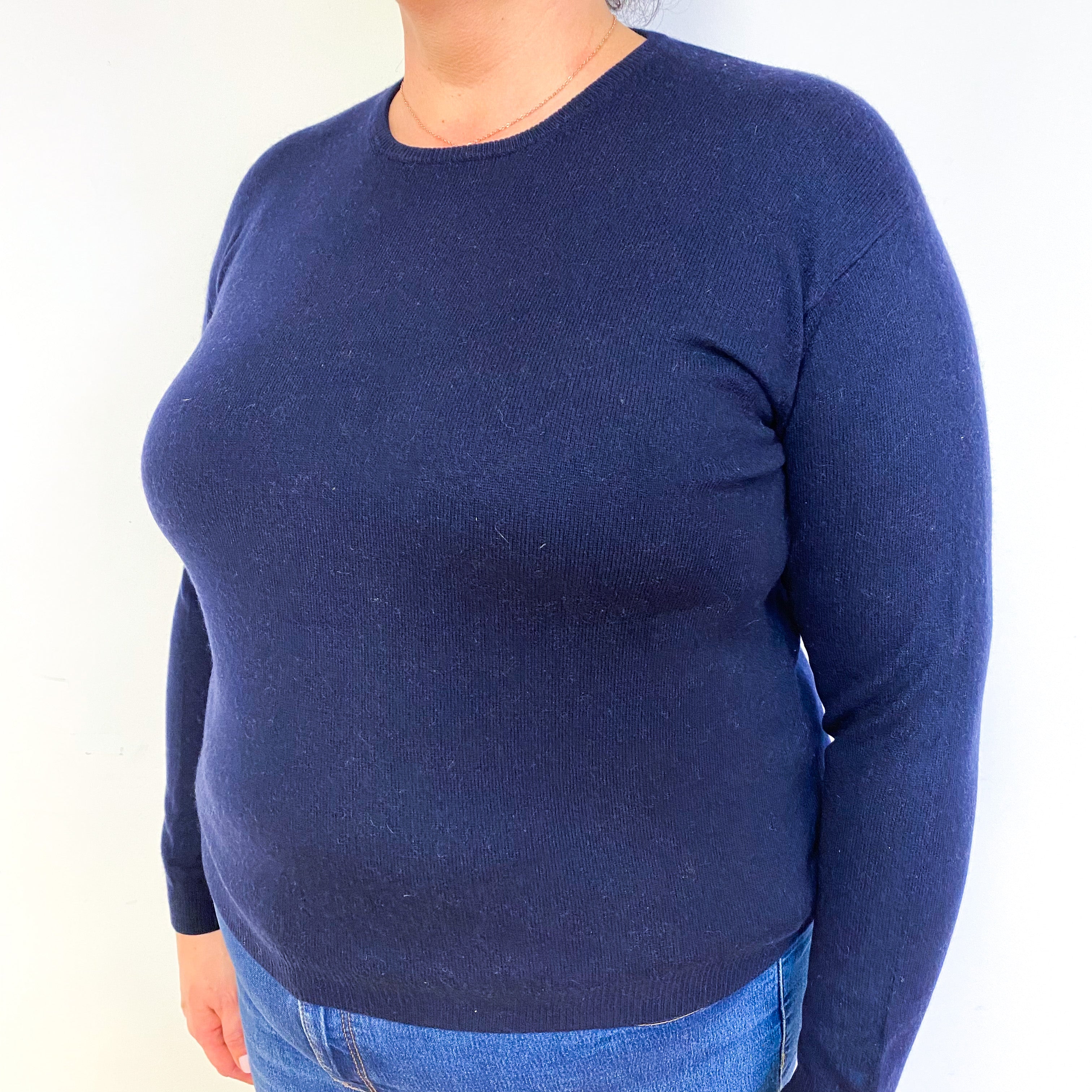 Navy Blue Cashmere Crew Neck Jumper Extra Large