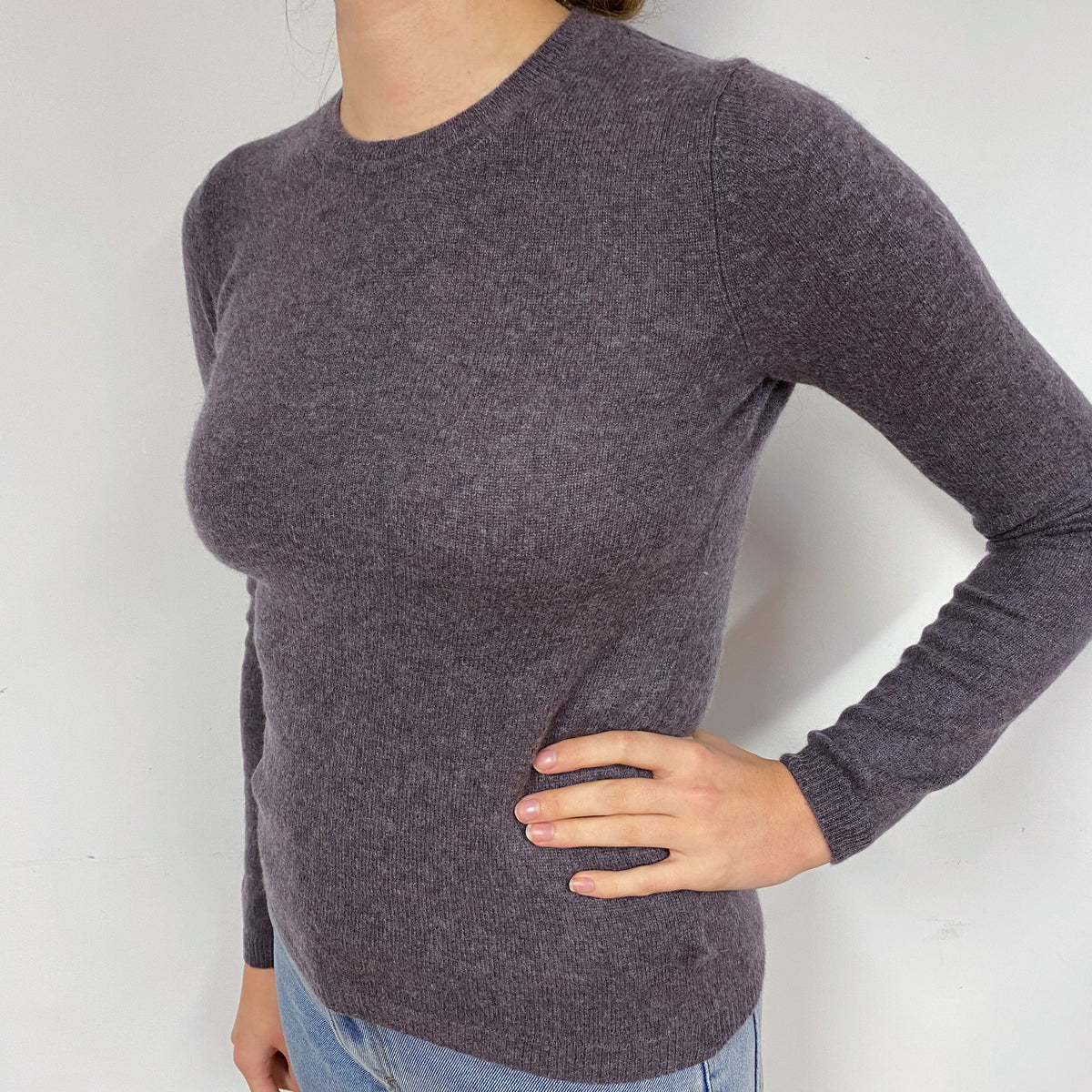 Slate Purple Cashmere Crew Neck Jumper Small