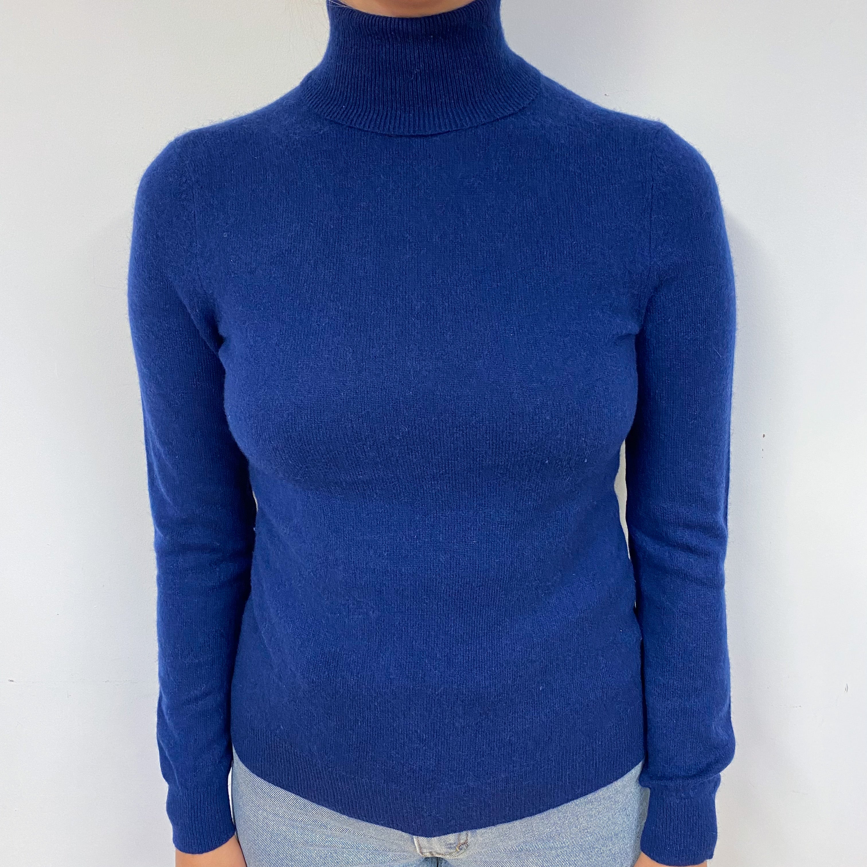 Midnight Blue Cashmere Polo Neck Jumper Small