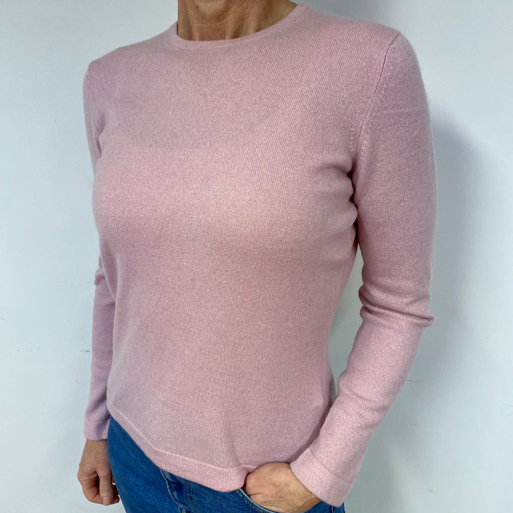 Carnation Pink Cashmere Crew Neck Jumper Medium