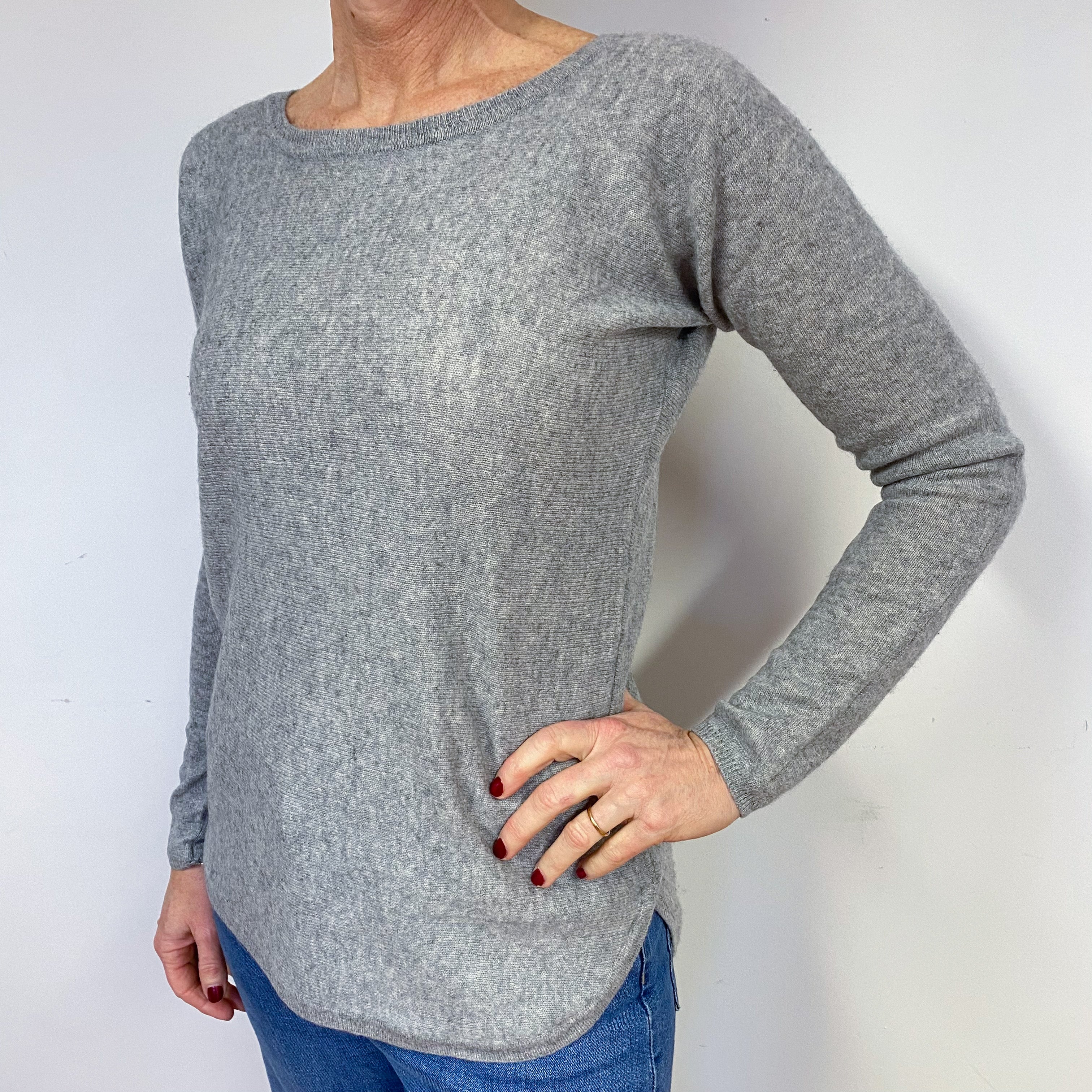 Ash Grey Cashmere Crew Neck Jumper Medium