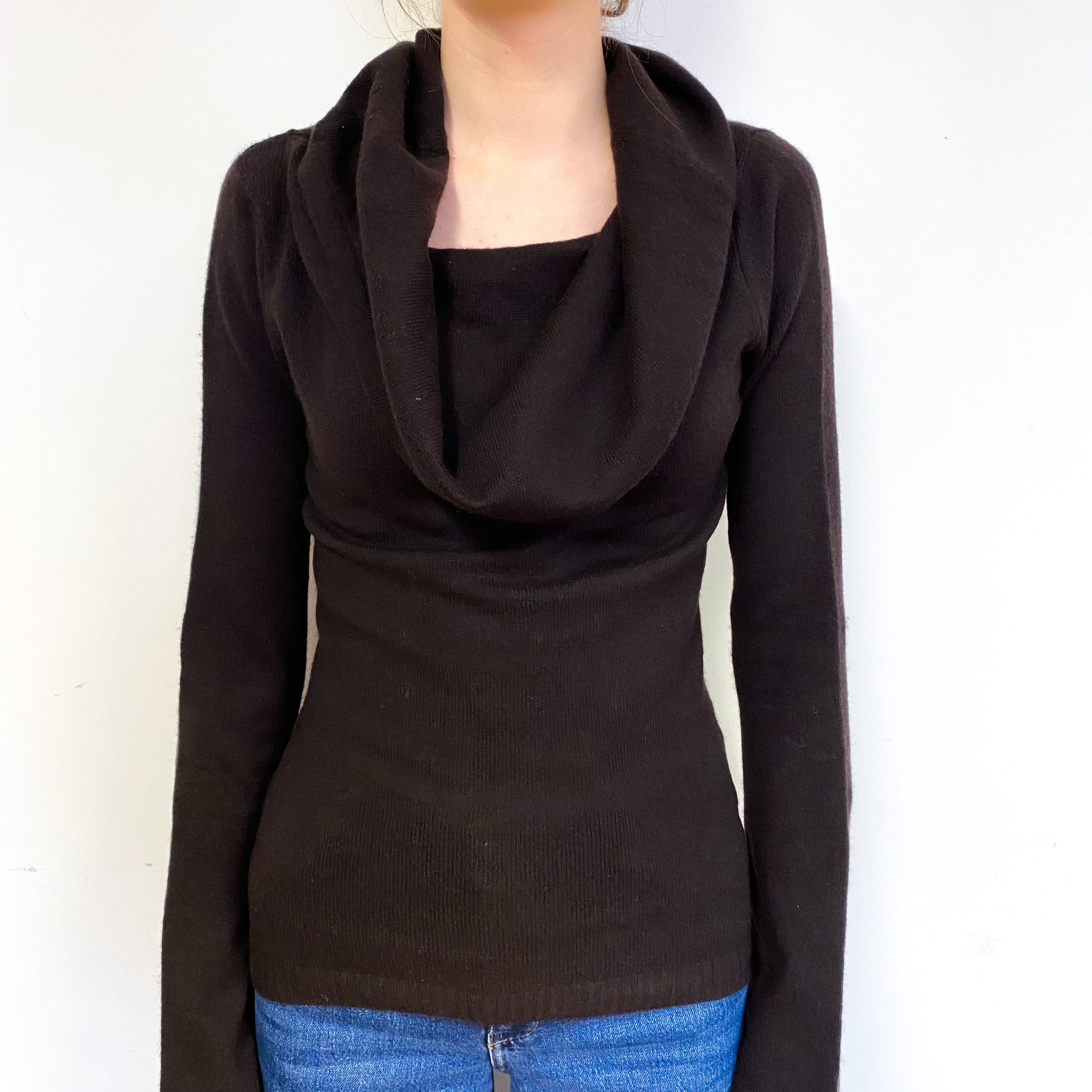 Peppercorn Brown Cashmere Cowl Neck Jumper Extra Small