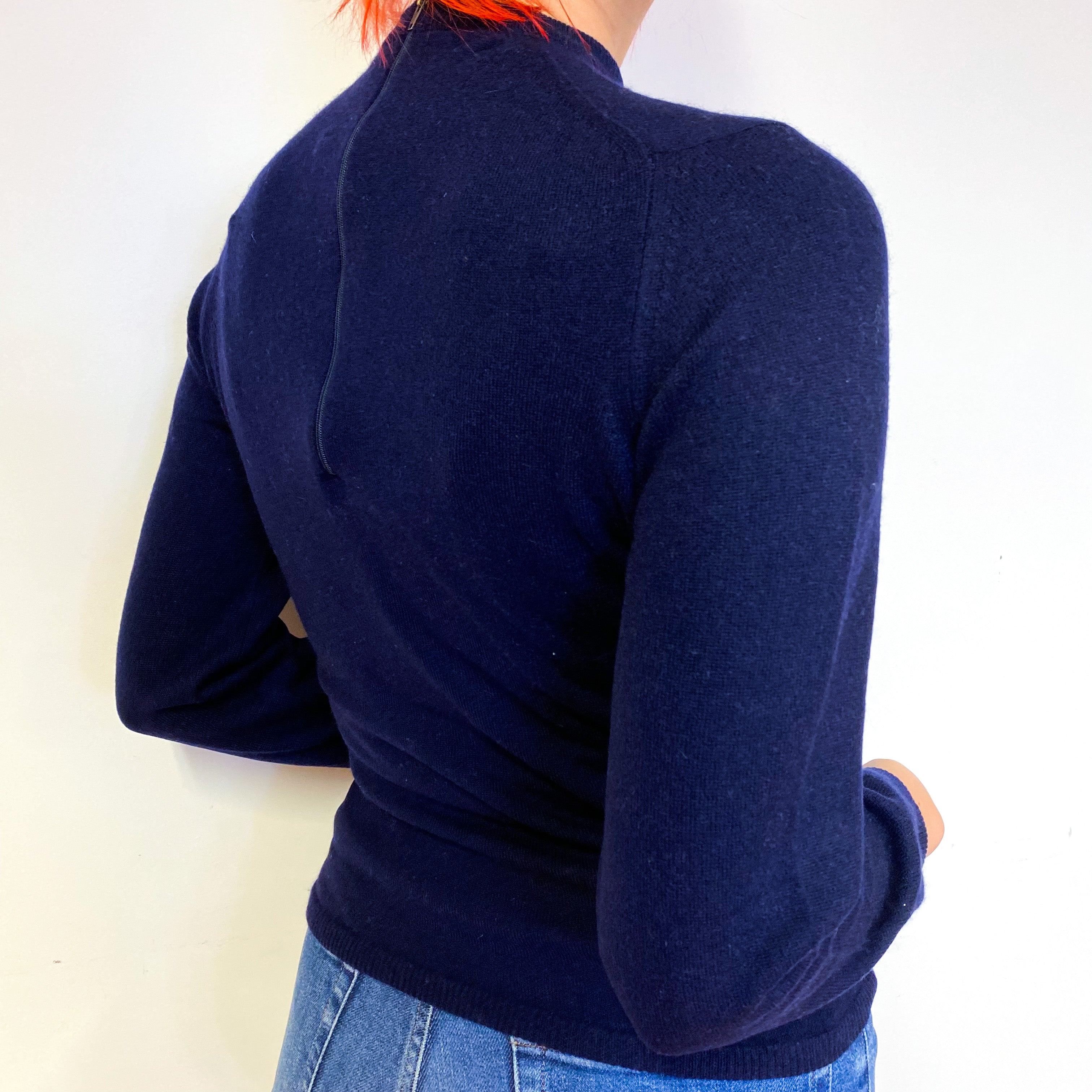 Vintage Navy Blue Cashmere Crew Neck Jumper Small