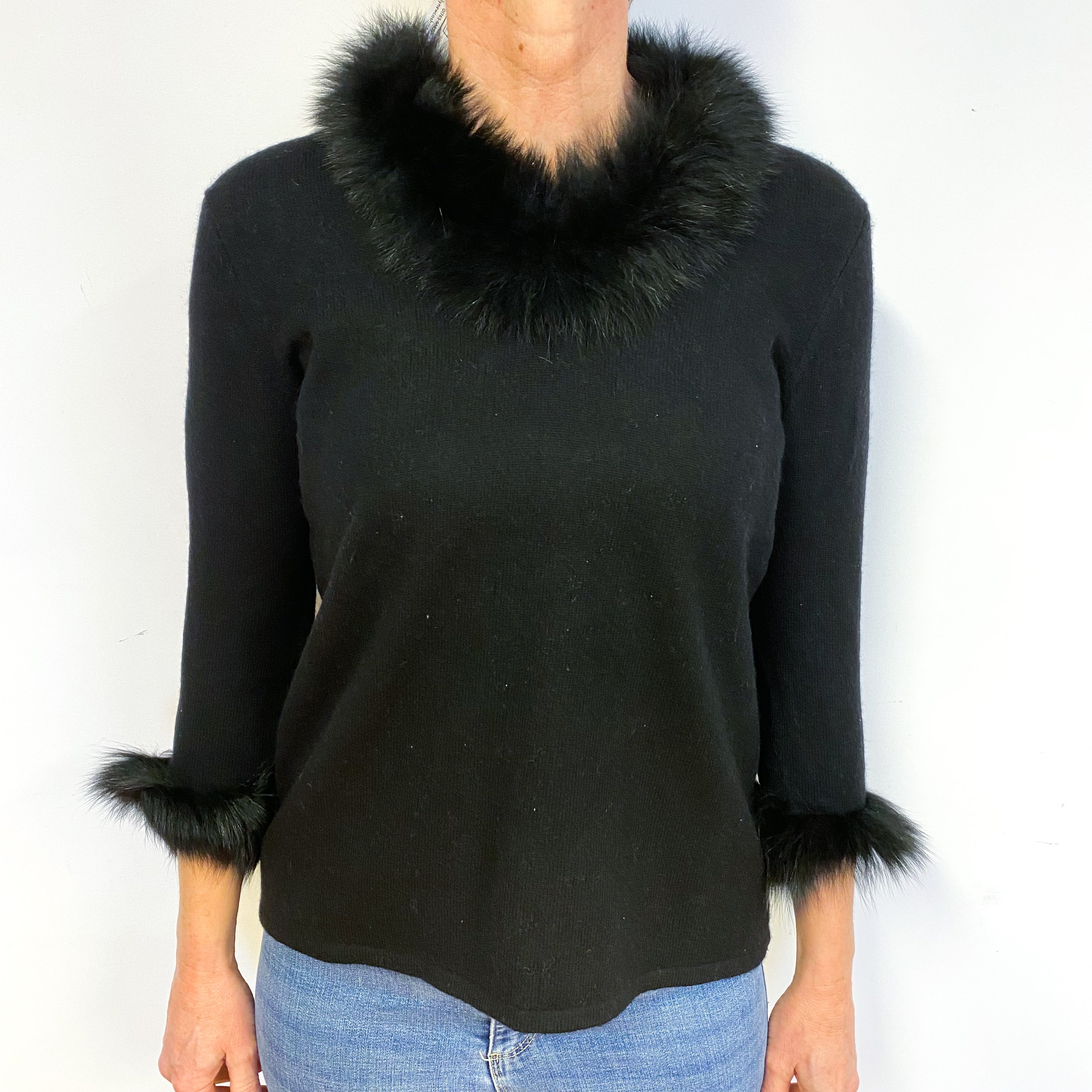 Black Cashmere Polo Neck Jumper Medium