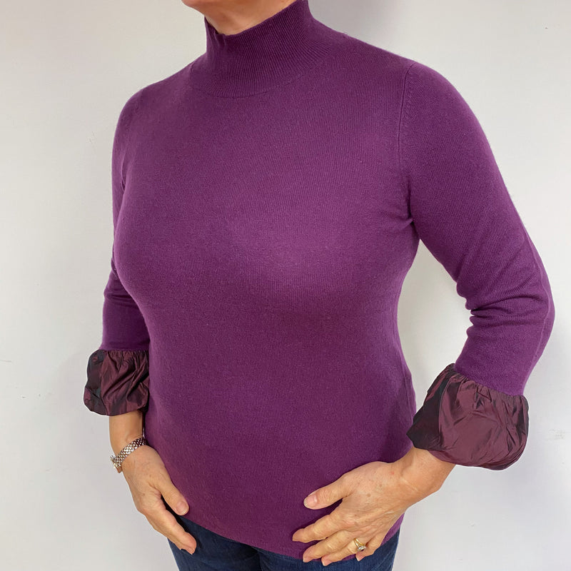Vince Blueberry Purple Cashmere Polo Neck Jumper Large