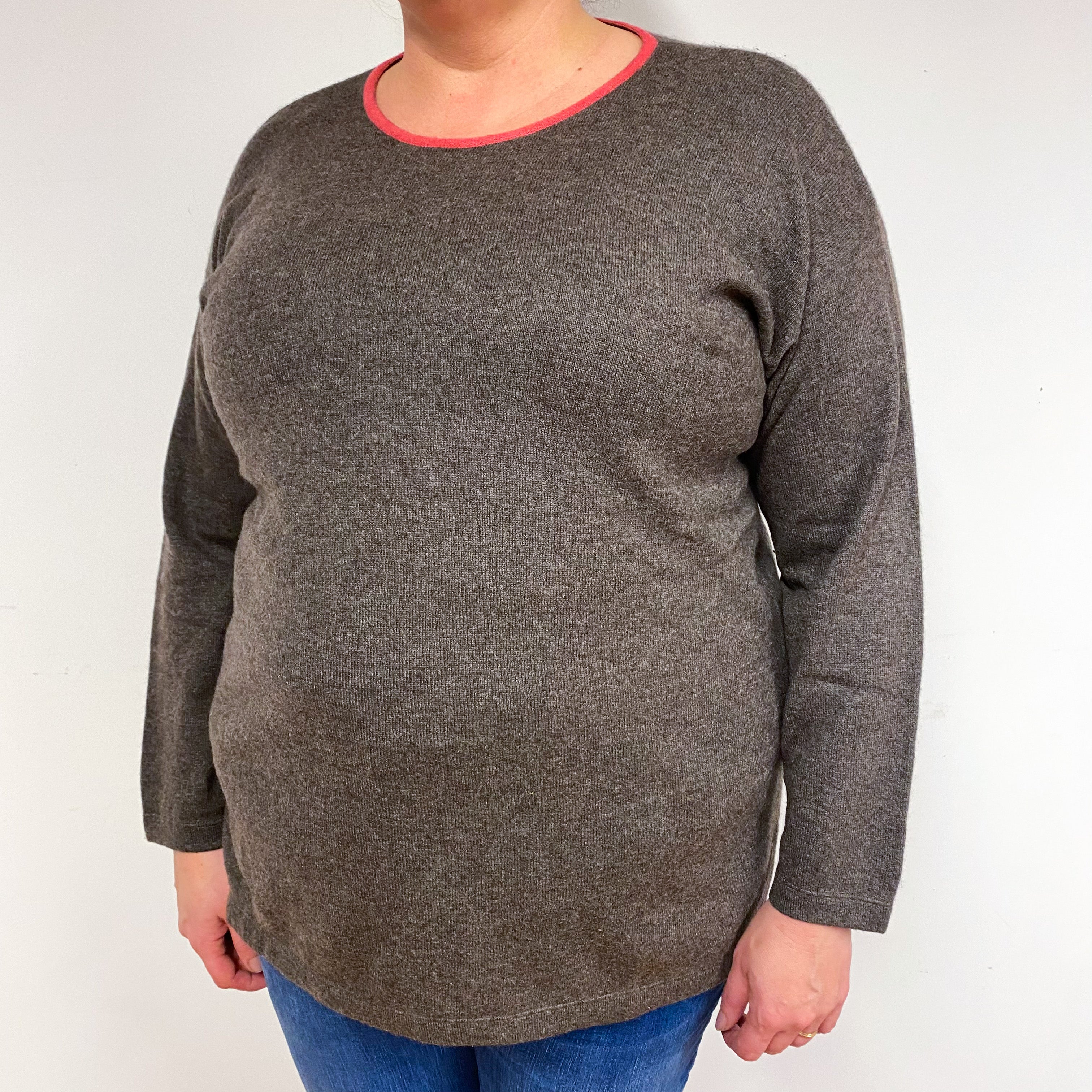 Brunello Cucinelli Grey Cashmere Crew Neck Tunic Jumper Extra Large