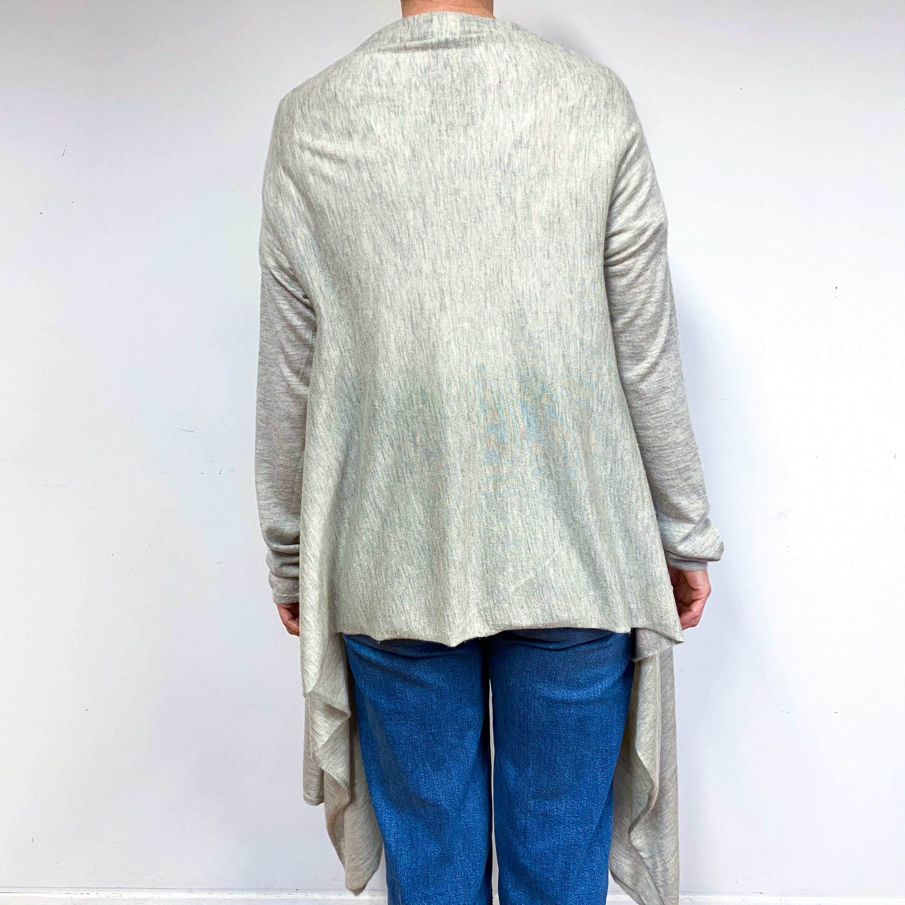 Oatmeal Beige Cashmere Waterfall Cardigan Medium