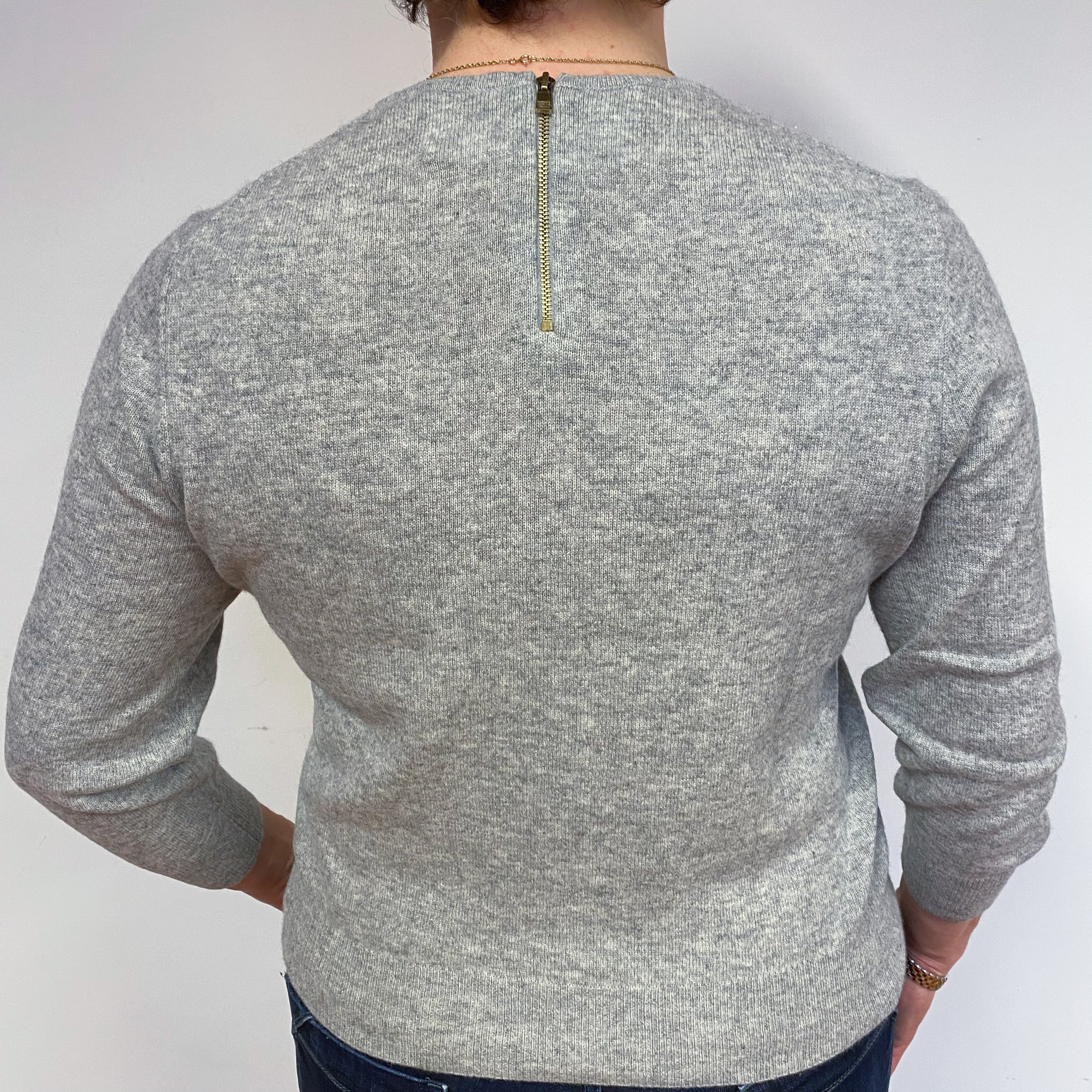 Smoke Grey 3/4 Sleeve Cashmere Crew Neck Jumper Large