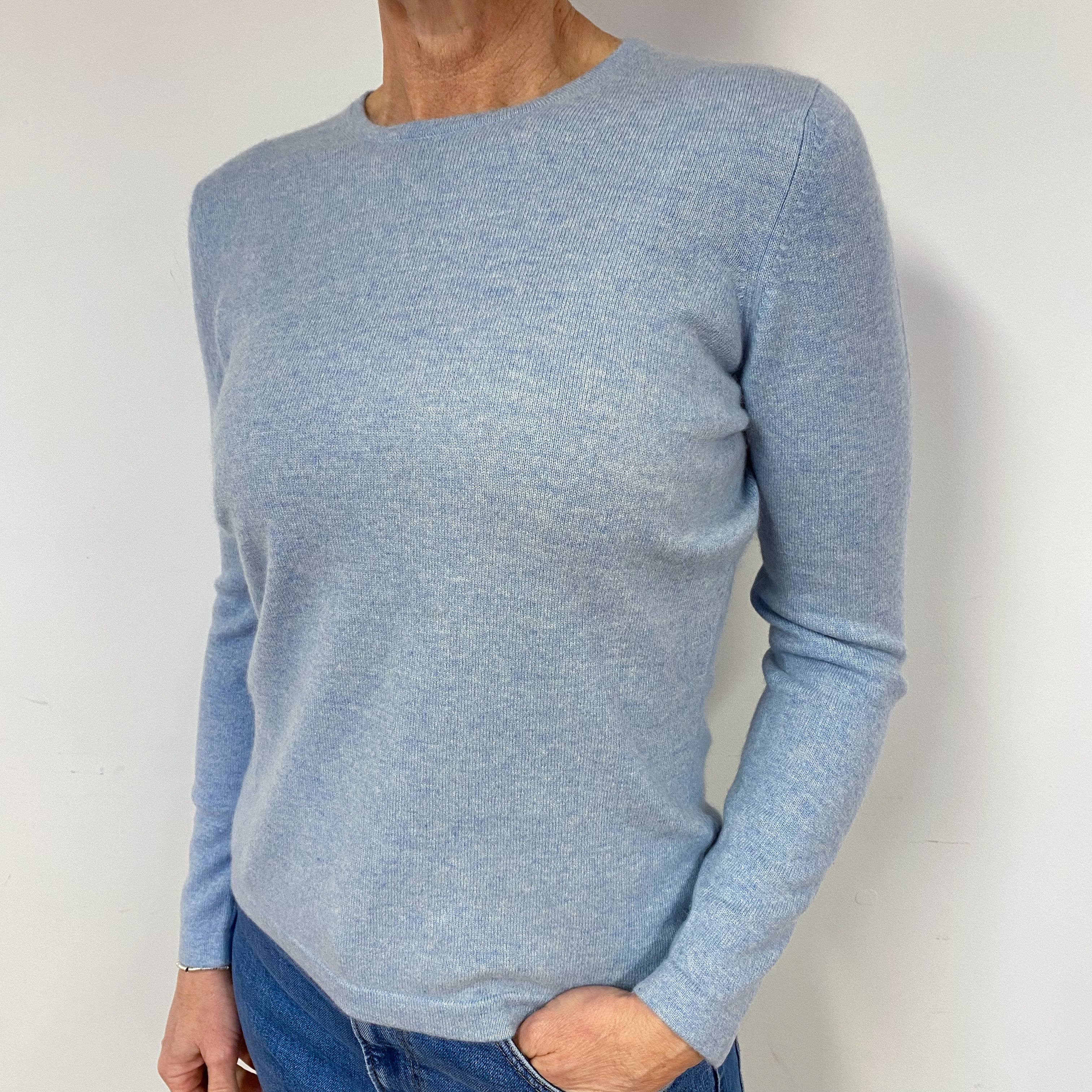 Opal Blue Cashmere Crew Neck Jumper Medium
