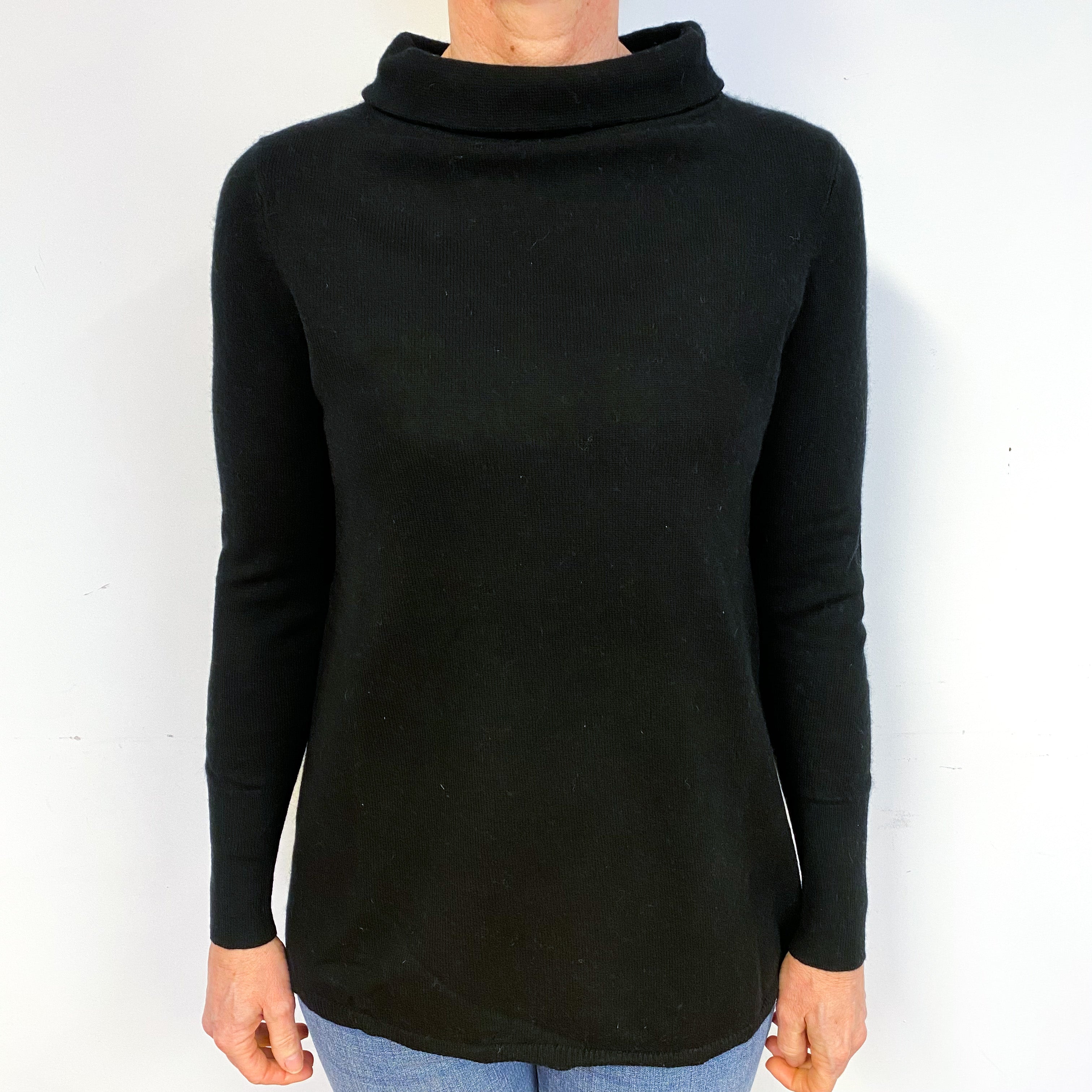 Black Cashmere Funnel Neck Jumper Medium
