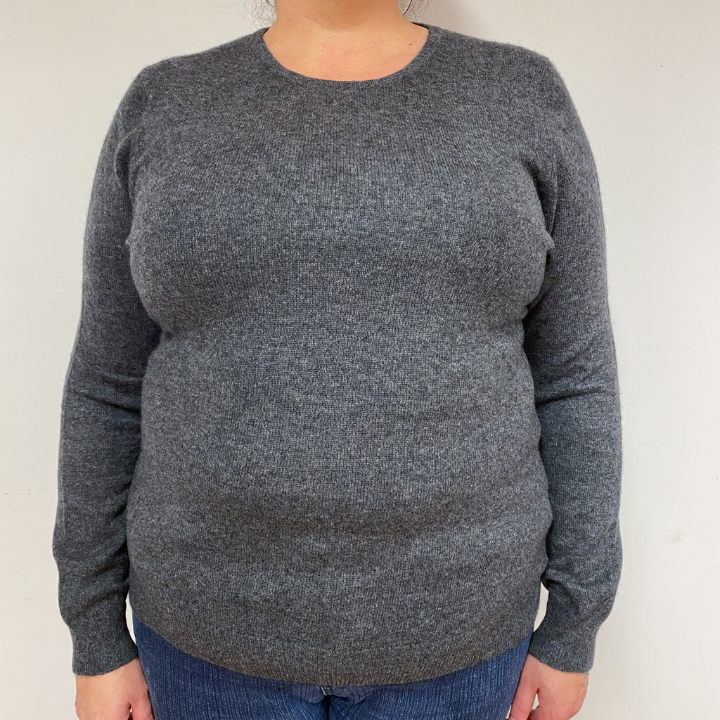 Slate Grey Cashmere Crew Neck Jumper Extra Large