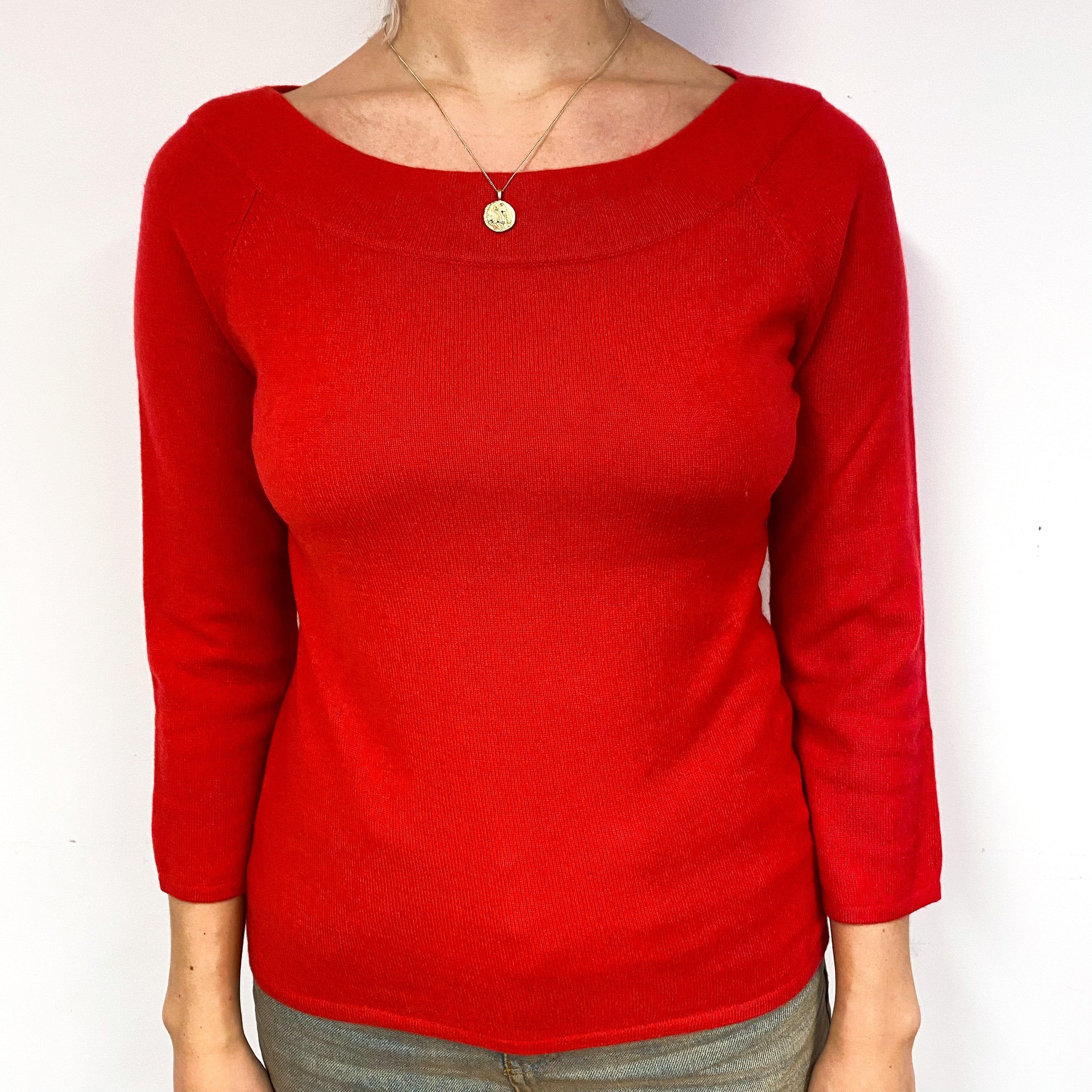 Berry Red Cashmere Boat Neck Jumper Small