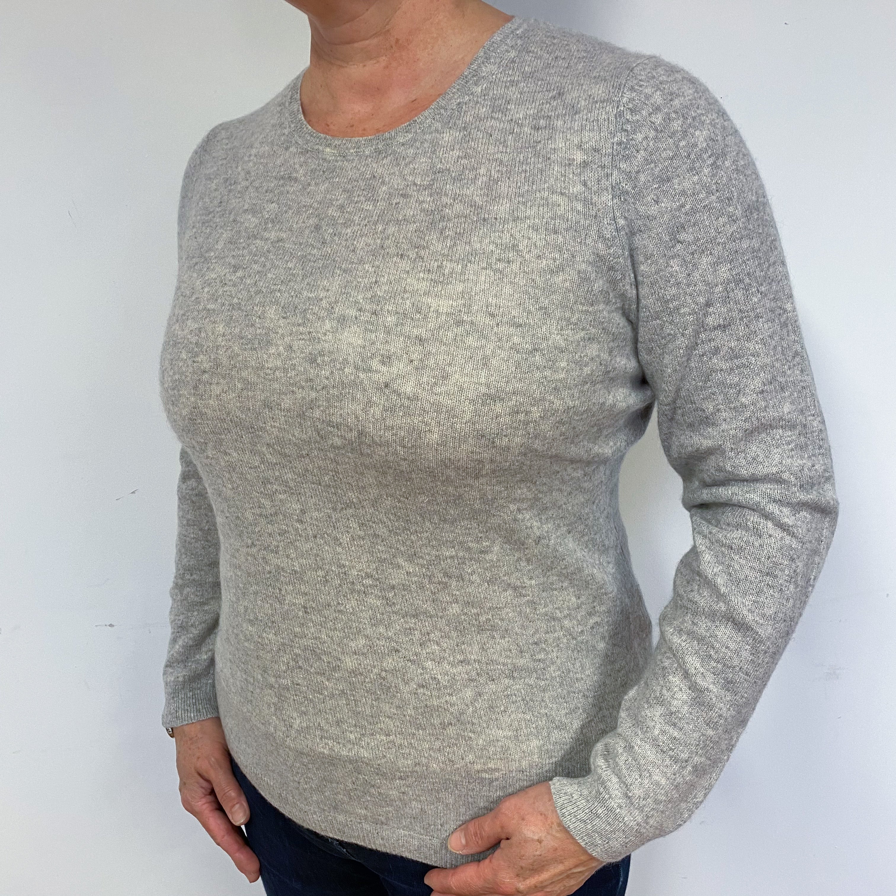 Smoke Grey Cashmere Crew Neck Jumper Large