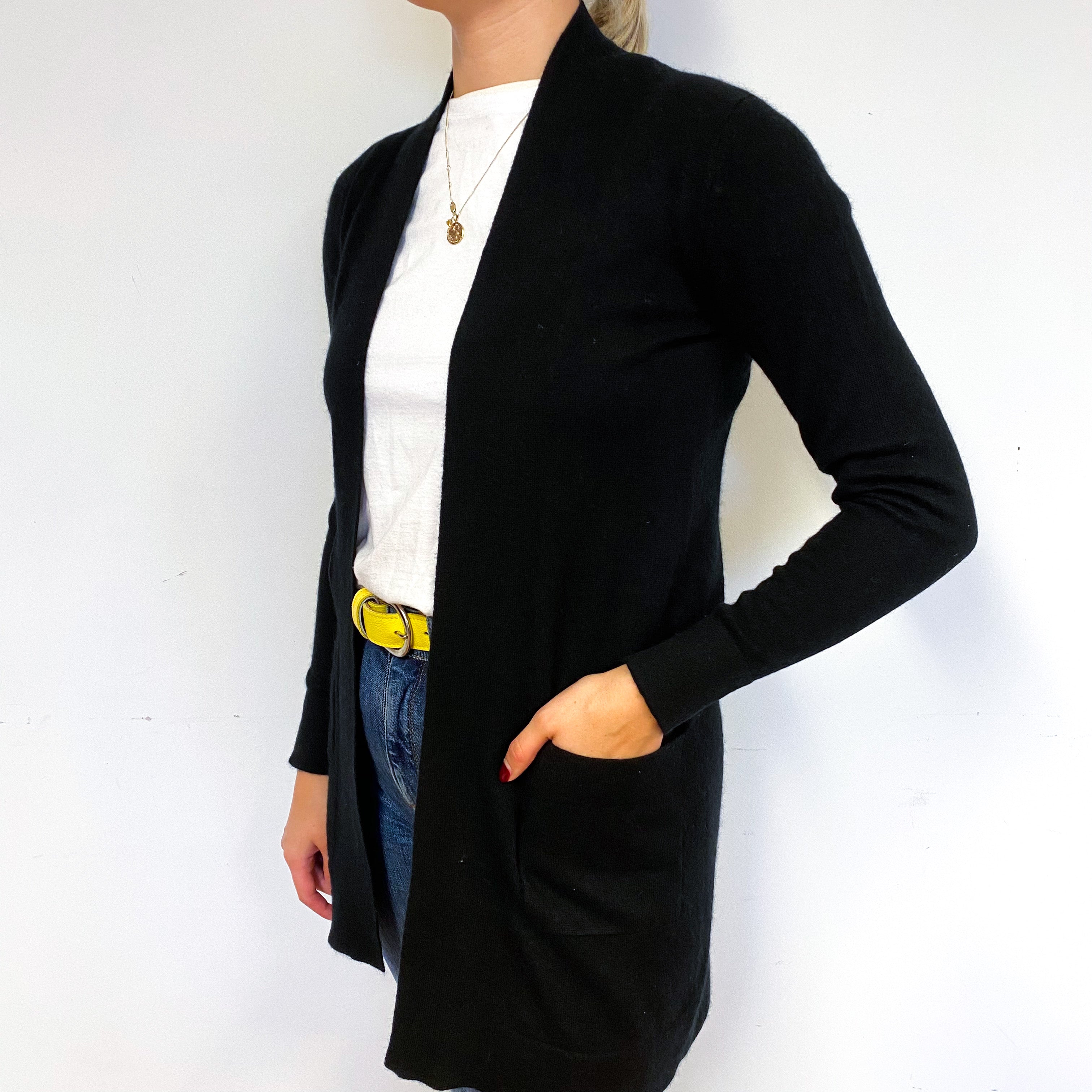 Black Cashmere Edge to Edge Cardigan Small