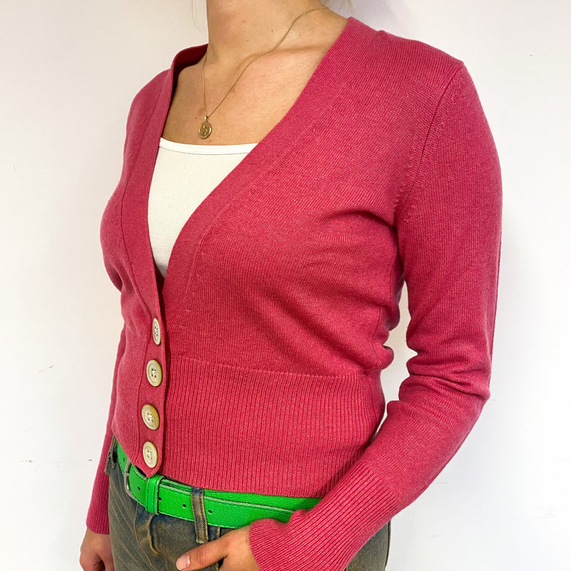 Raspberry Pink Cropped Cashmere V-Neck Cardigan Small – NEARLY NEW ...