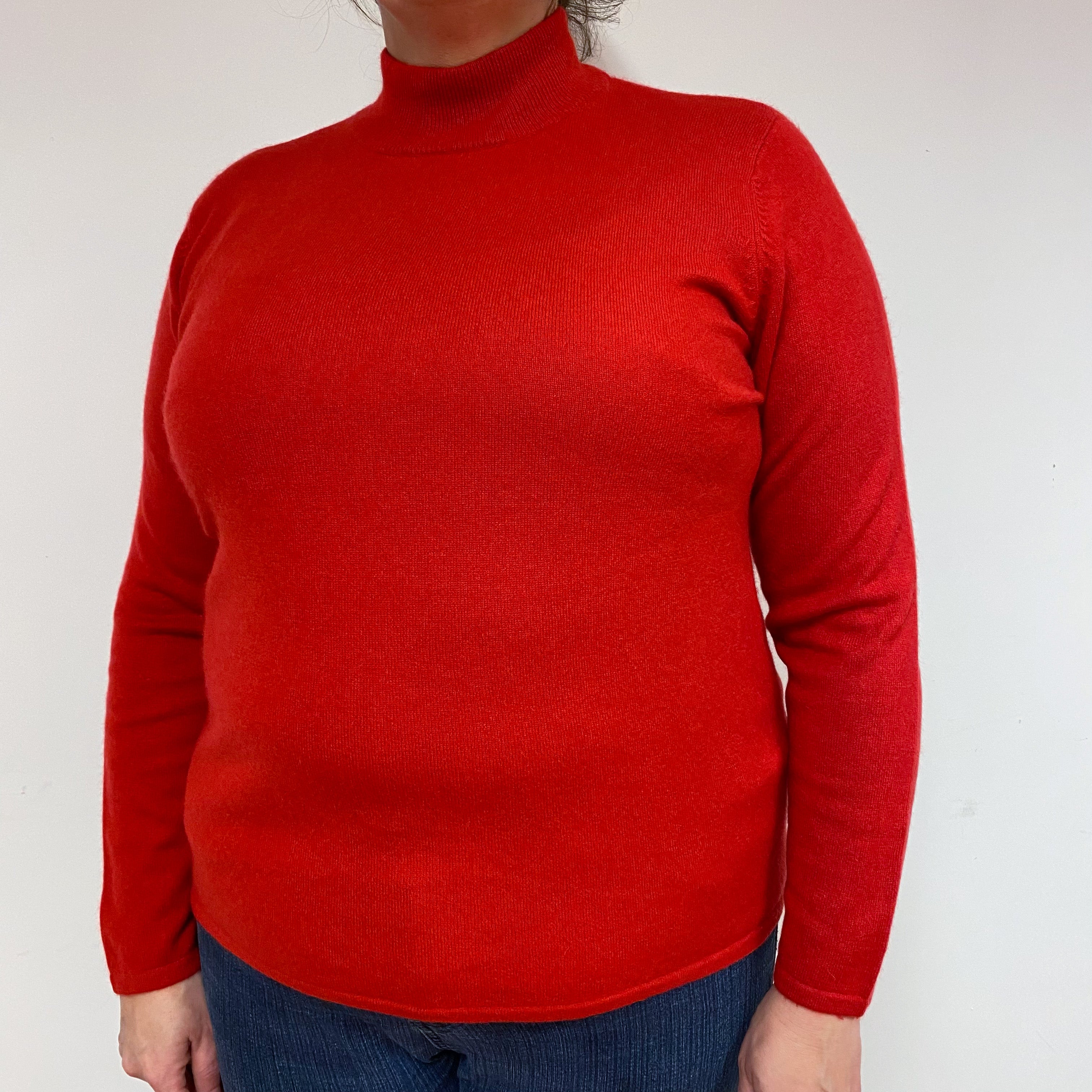 Post Box Red Cashmere Turtle Neck Jumper Extra Large
