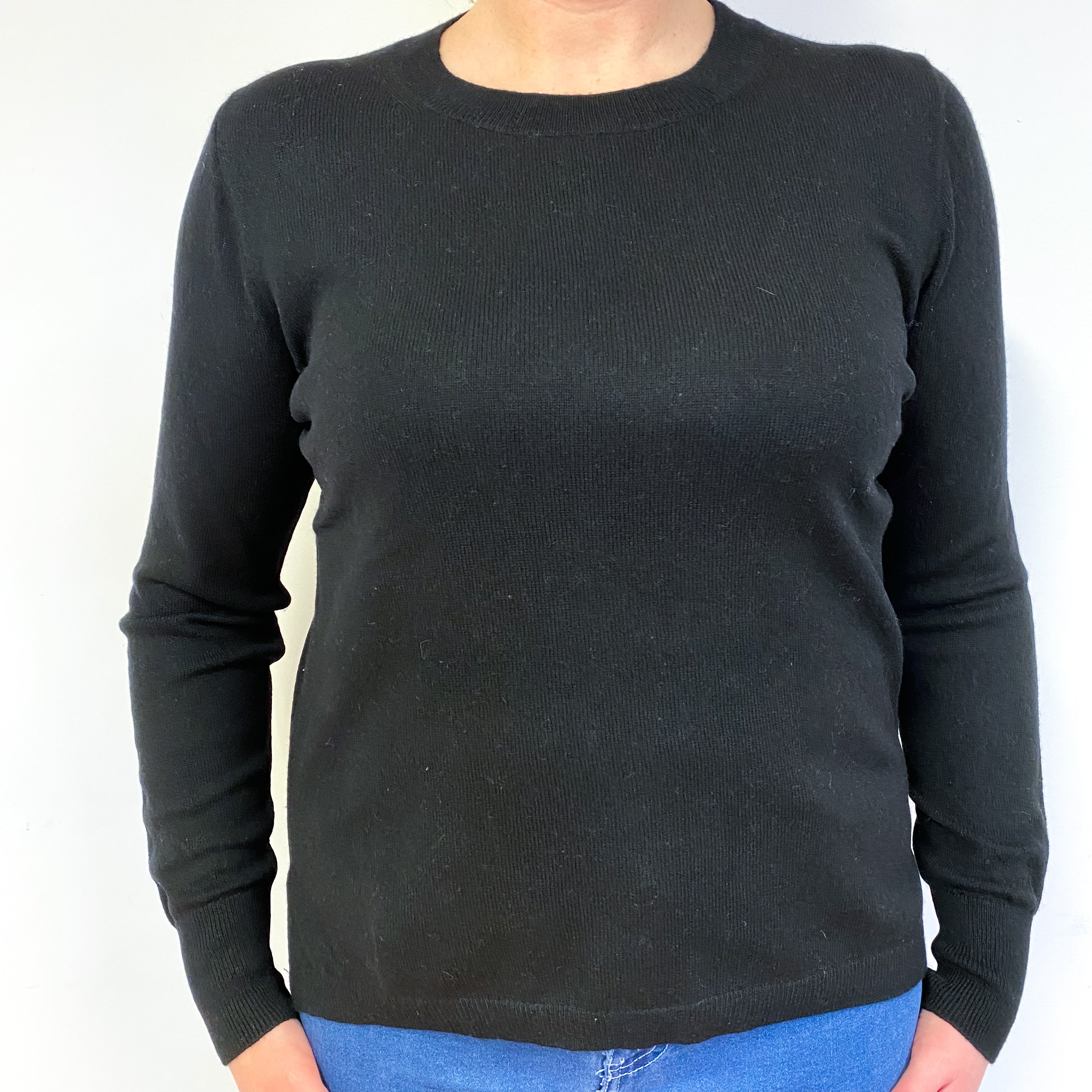 Black Cashmere Crew Neck Jumper Large