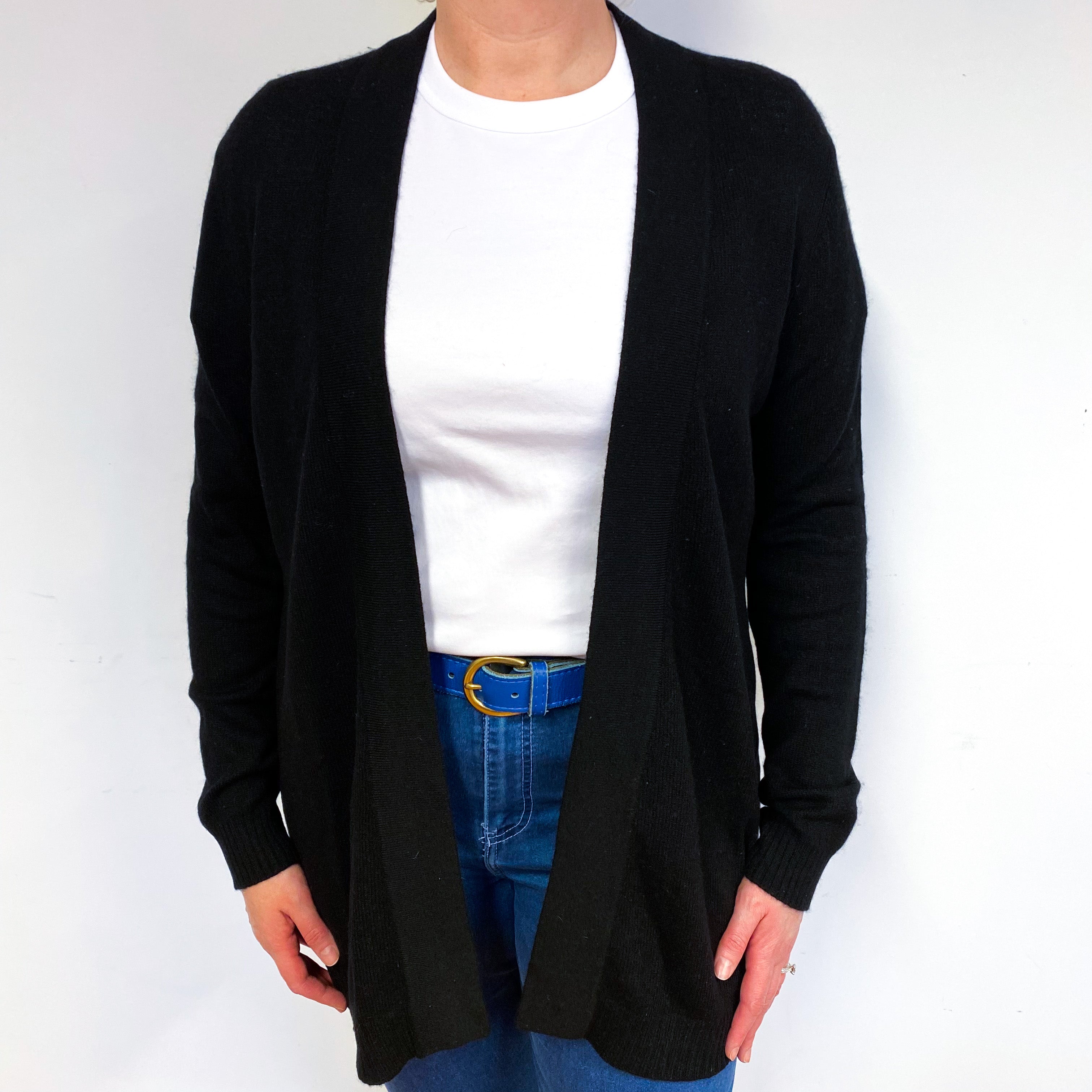Black Cashmere Edge to Edge Cardigan Large