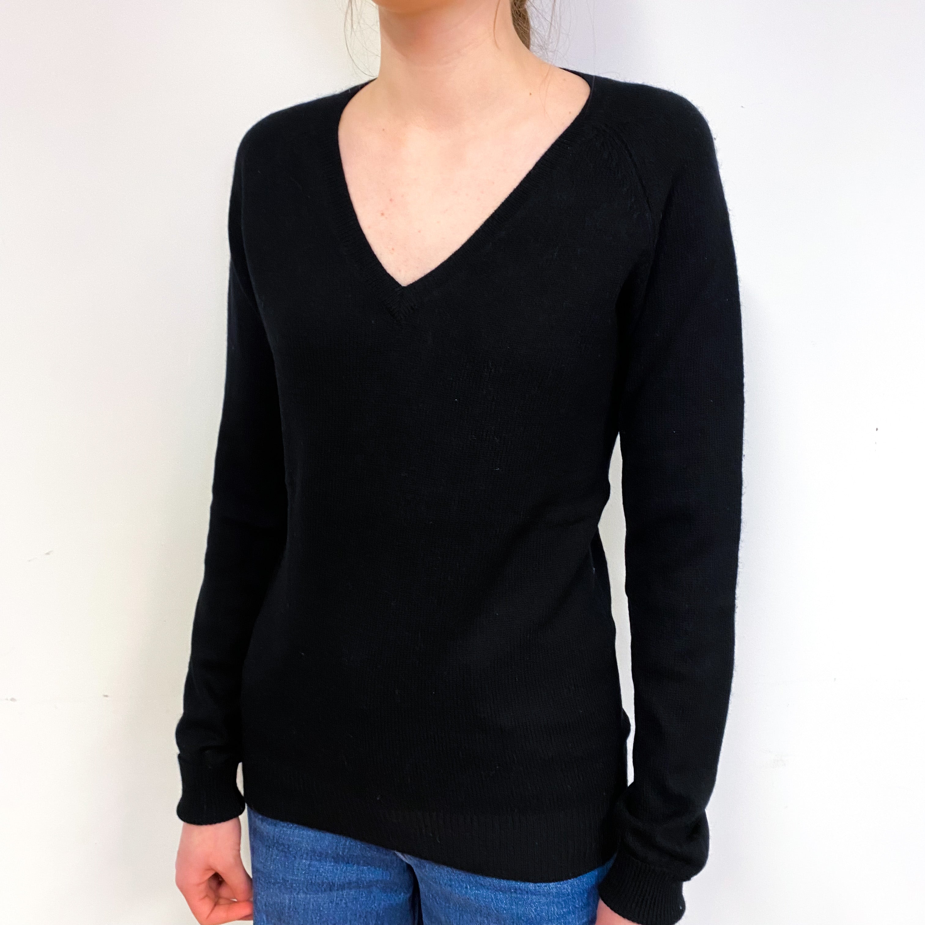 Black Cashmere V-Neck Jumper Extra Small