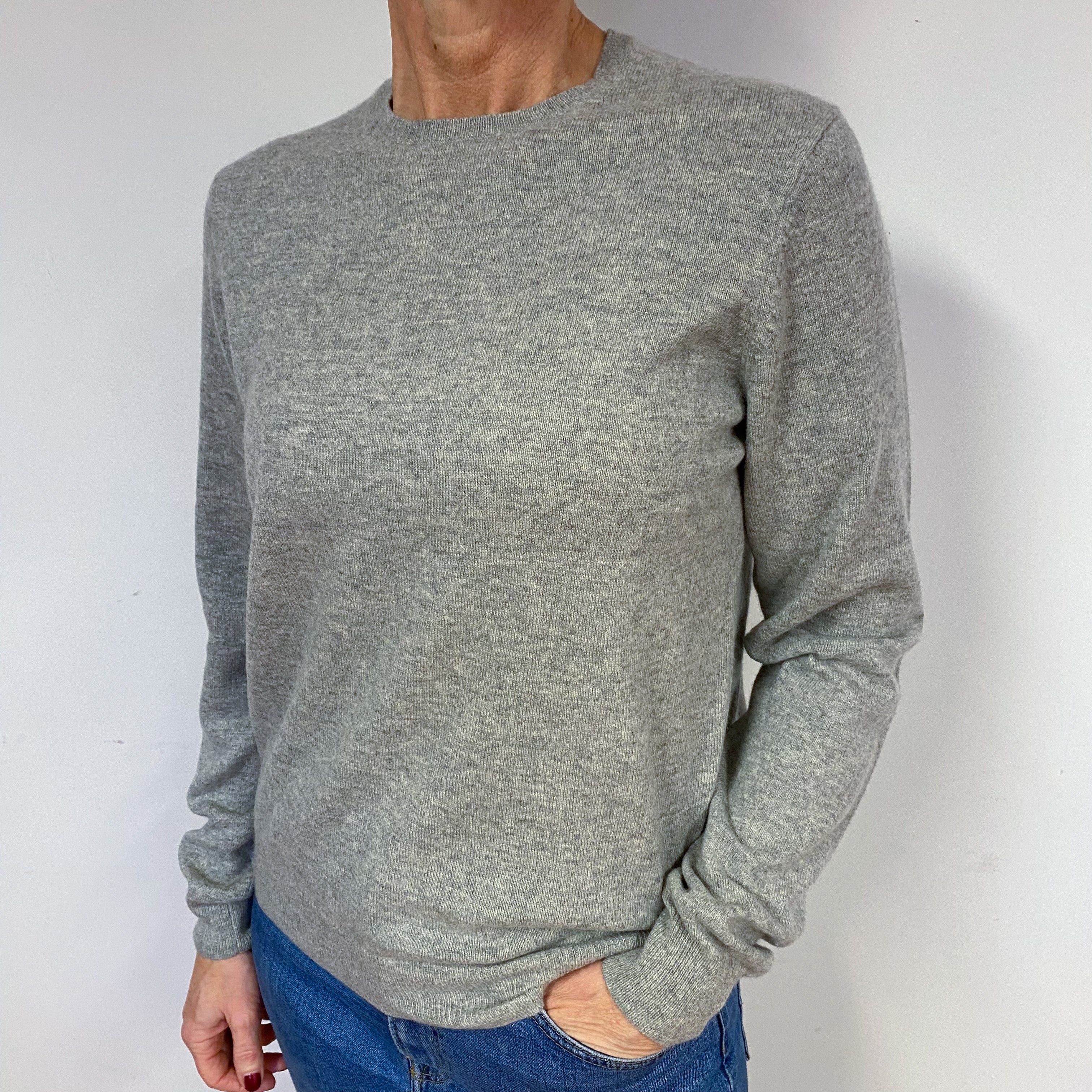 Ash Grey Cashmere Crew Neck Jumper Medium