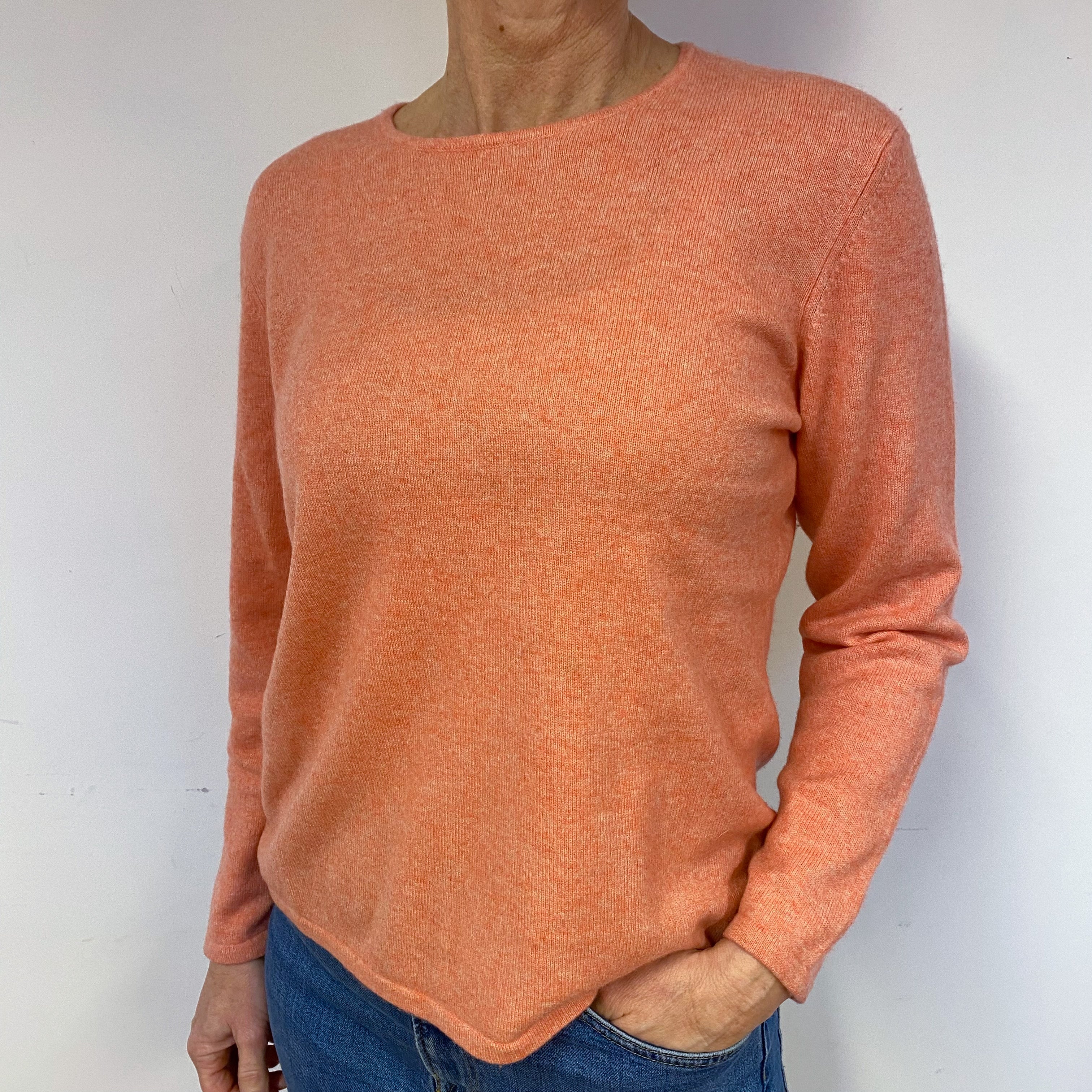Peach Orange Cashmere Crew Neck Jumper Medium