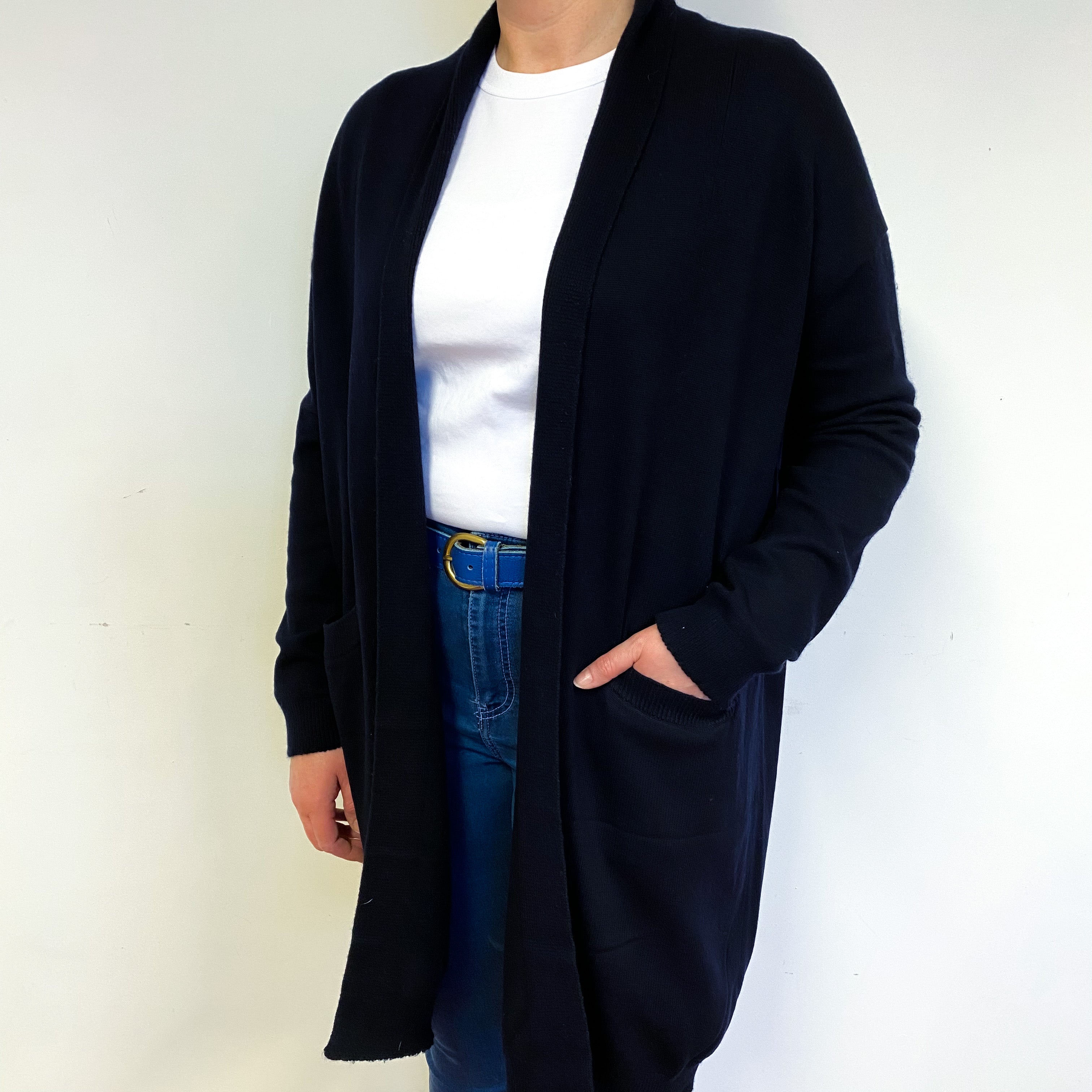 Vince Navy Cashmere Edge to Edge Cardigan Large