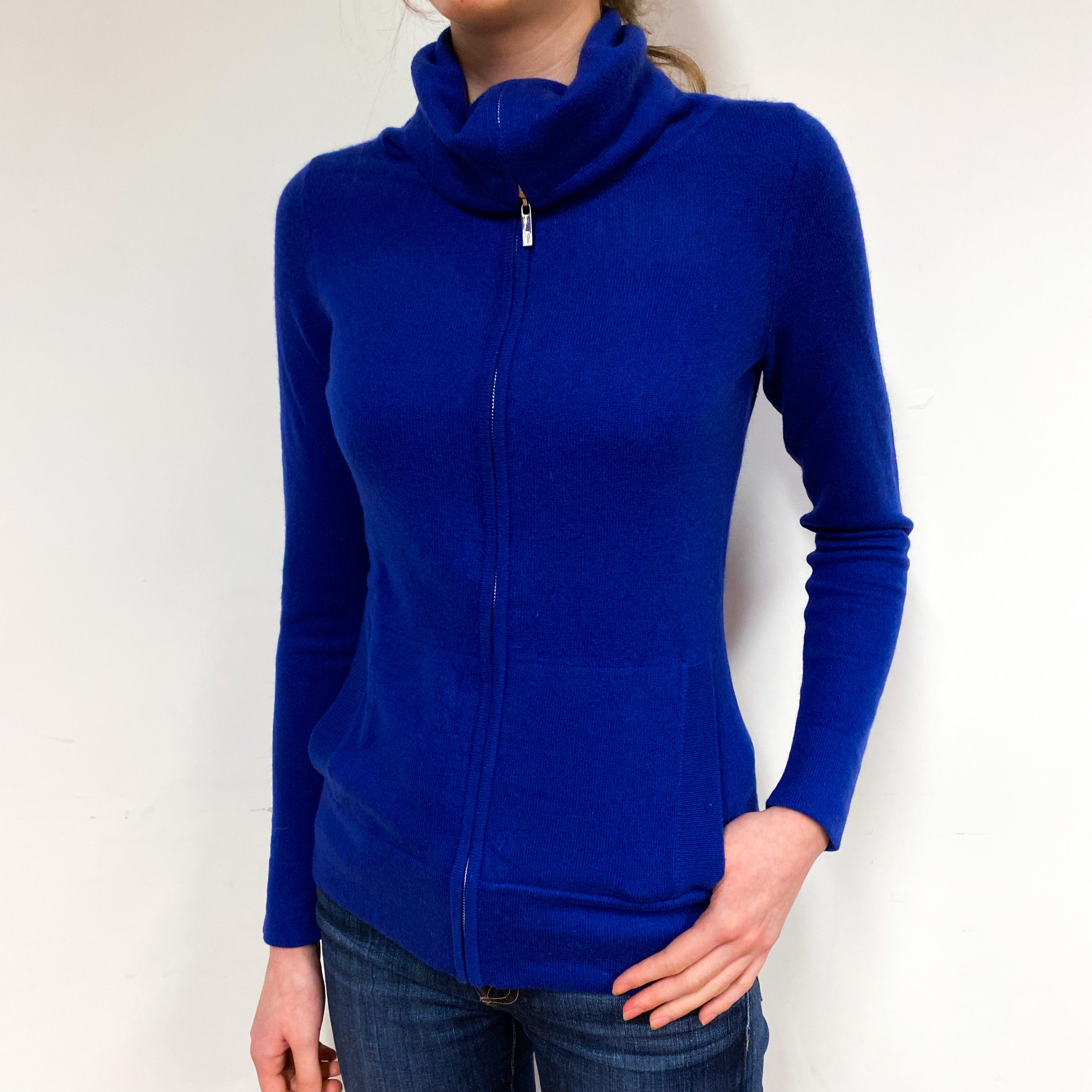Indigo Blue Cashmere Zip Front Cardigan Extra Small
