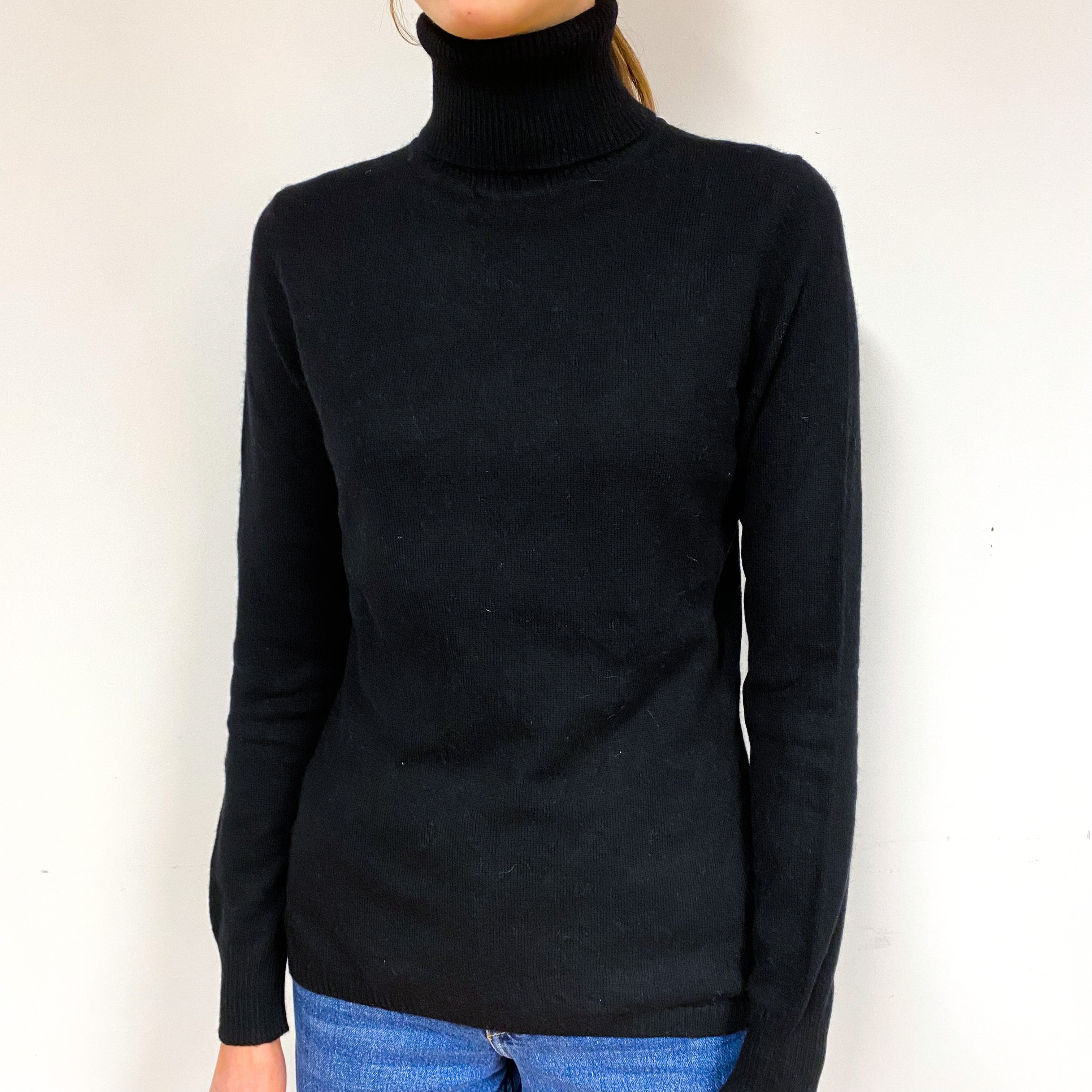 Black Cashmere Polo Neck Jumper Extra Small