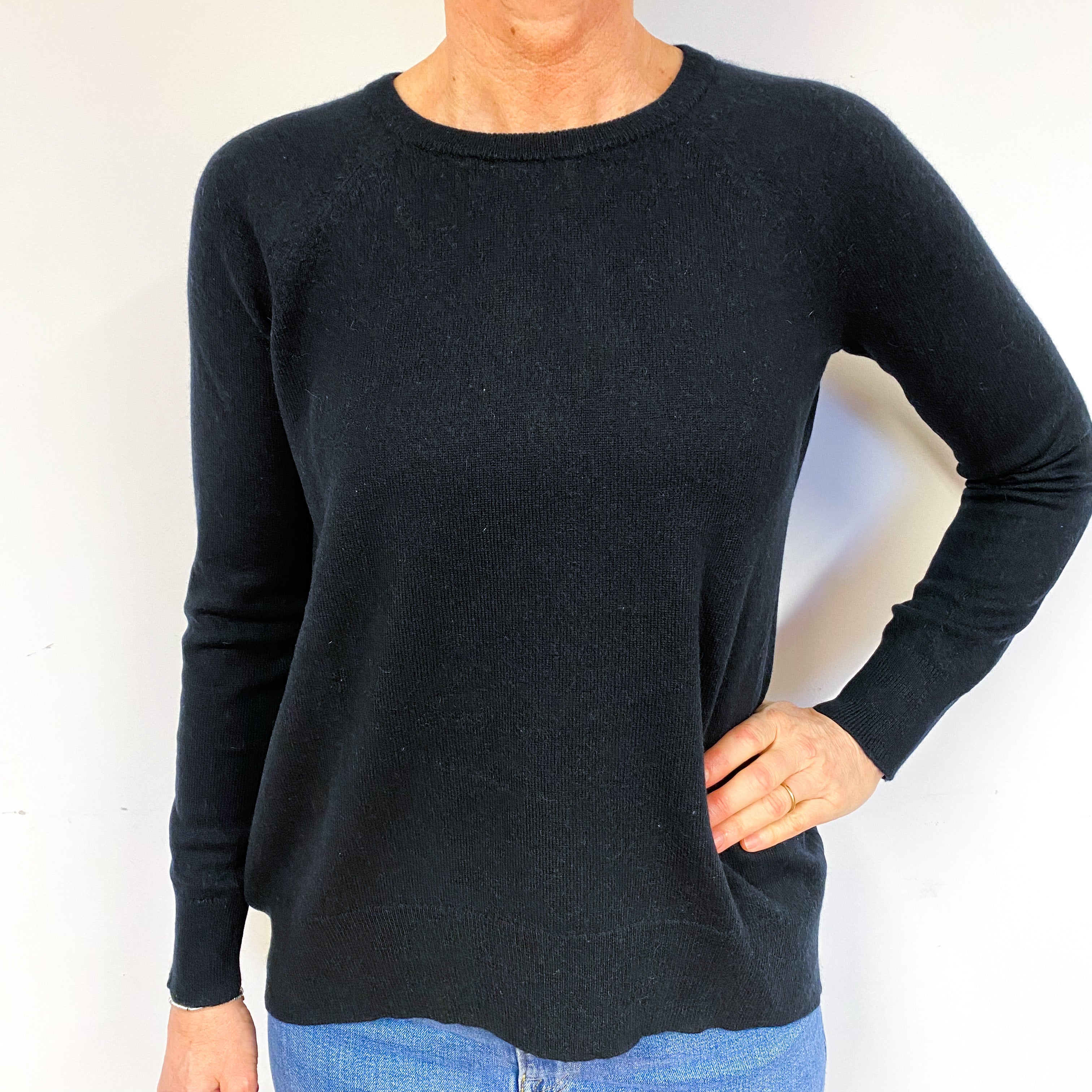 Black Cashmere Crew Neck Jumper Medium