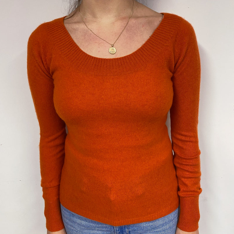 Pumpkin Orange Cashmere Crew Neck Jumper Small
