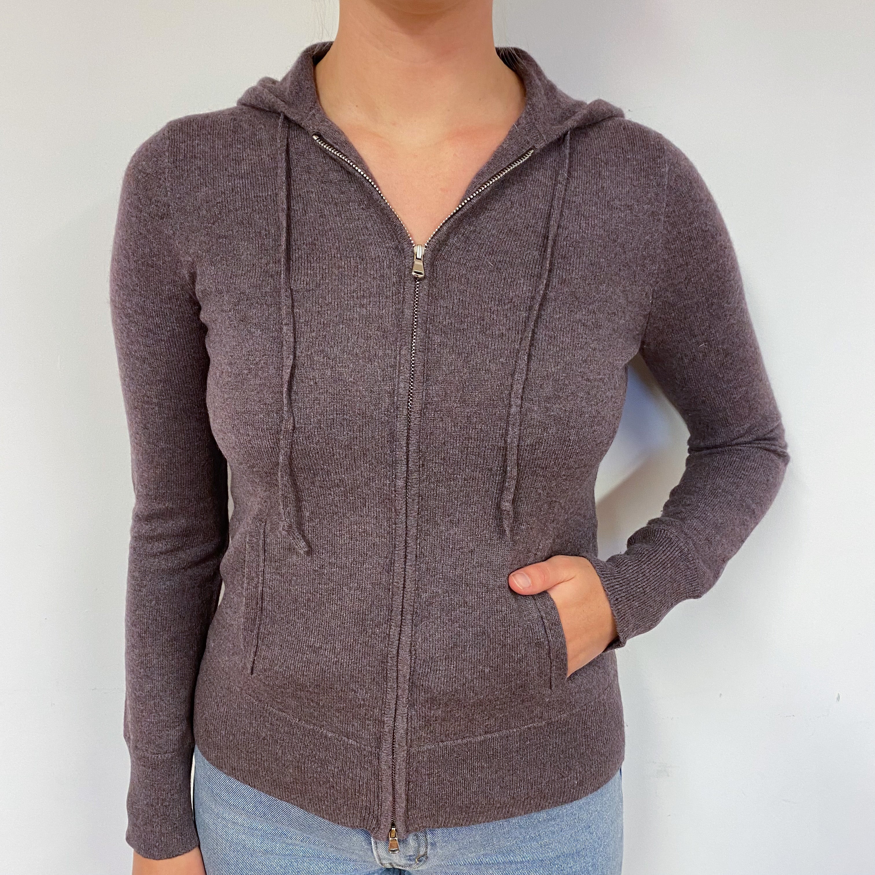 Slate Purple Cashmere Hoodie Jumper Small