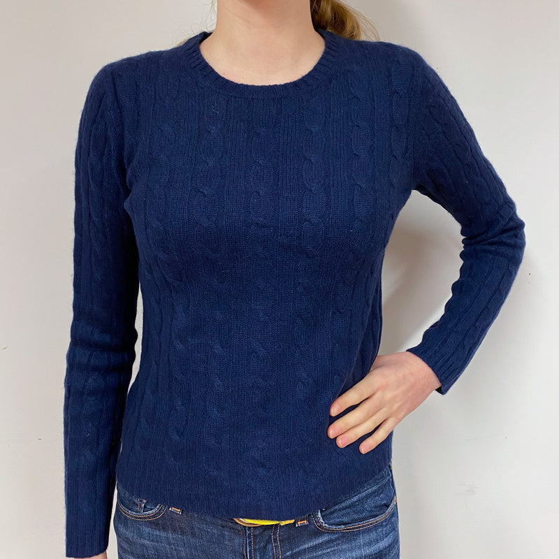 French Navy Blue Cashmere Crew Neck Jumper Extra Small