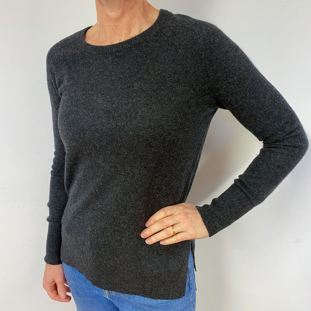 Charcoal Grey Cashmere Crew Neck Jumper Medium
