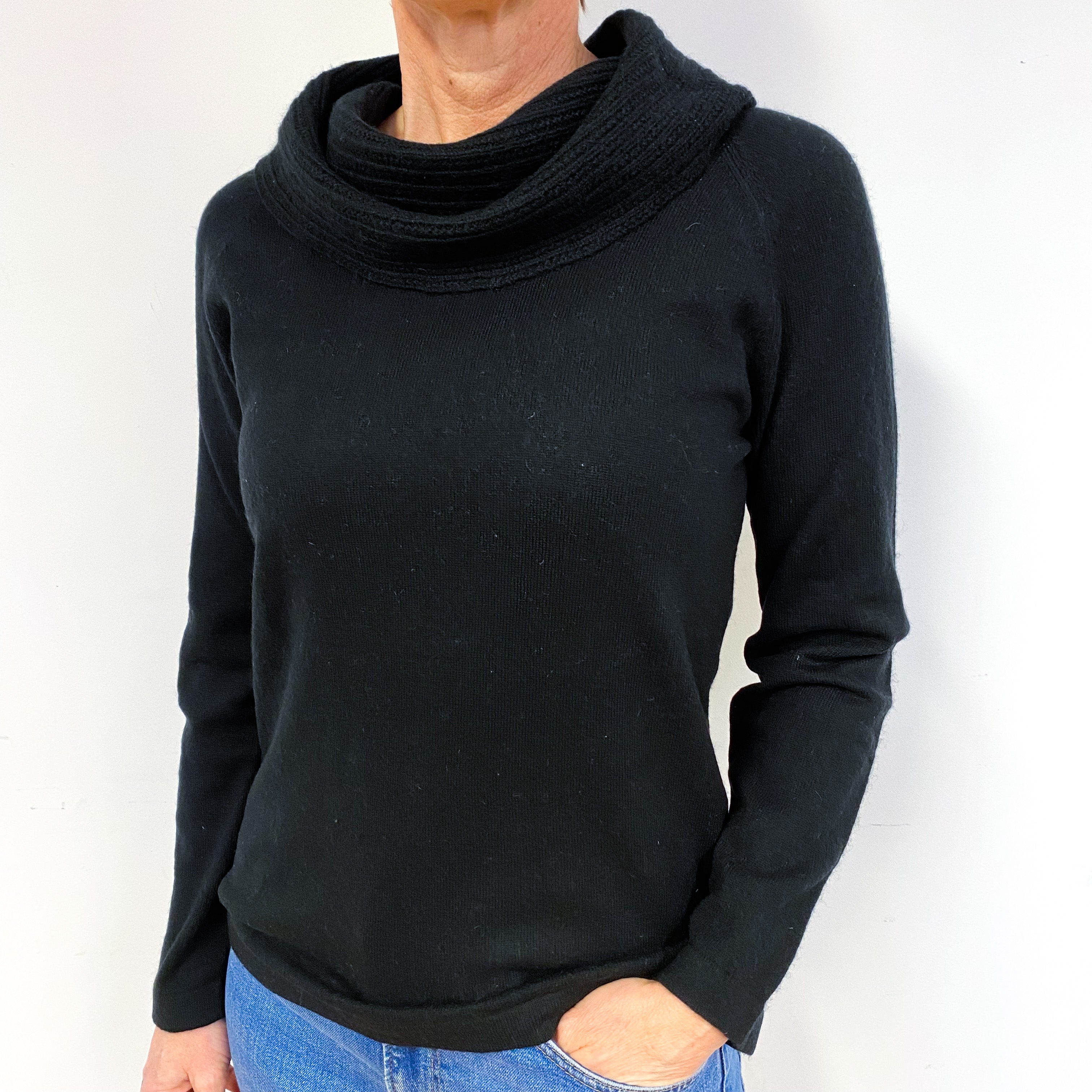 Black Cashmere Cowl Neck Jumper Medium