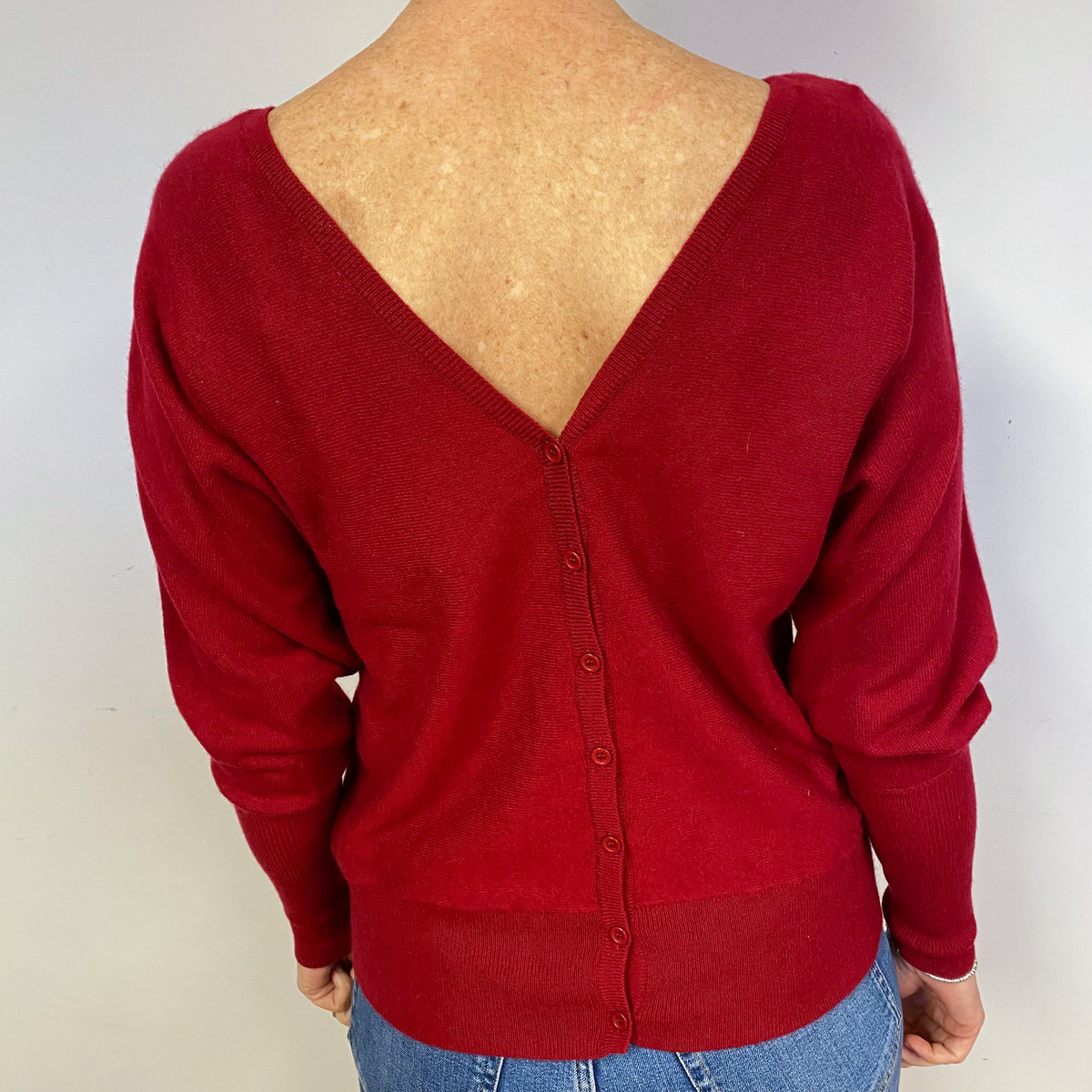 Postie Red Cashmere V-Neck Jumper Medium