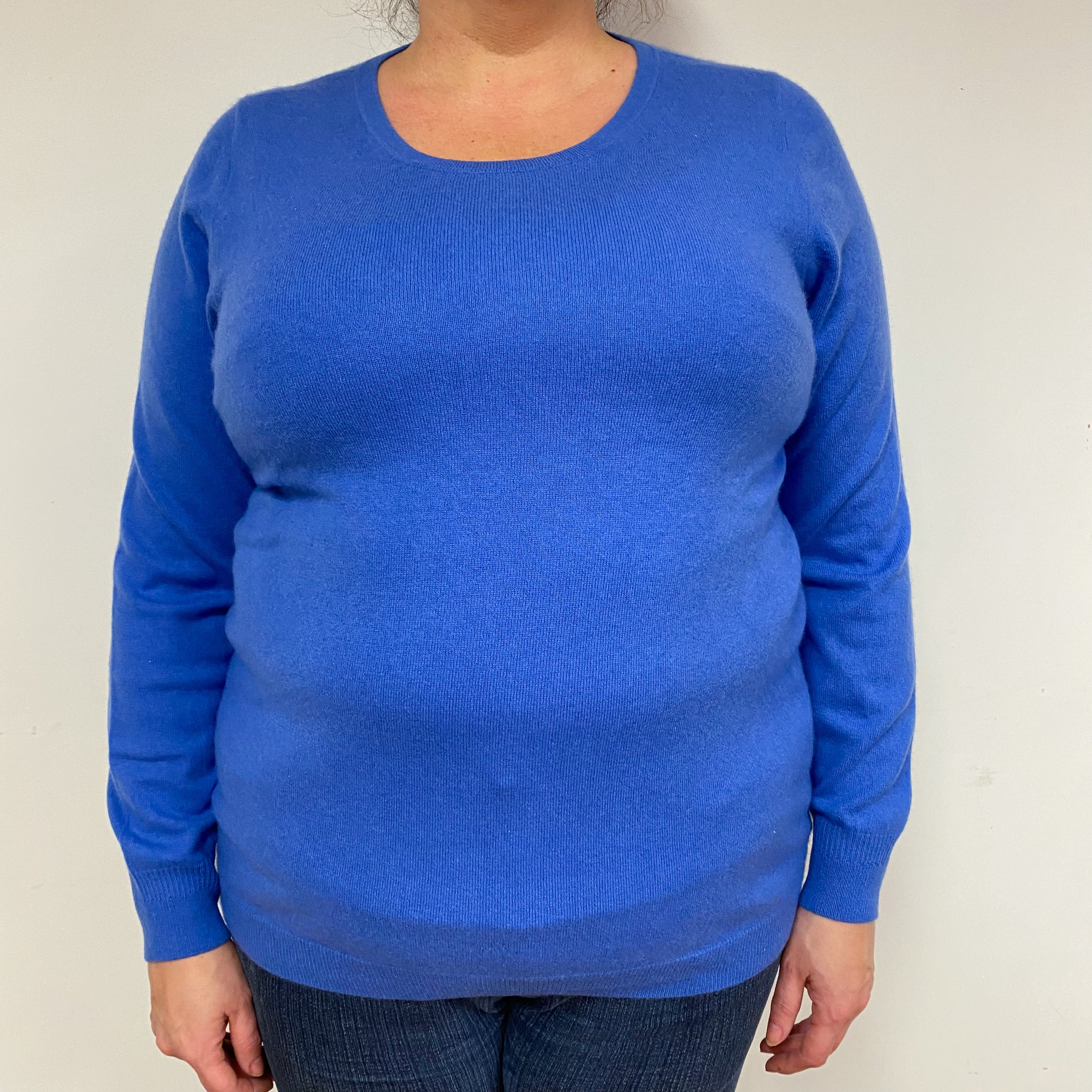 Tanzanite Blue Cashmere Crew Neck Jumper Extra Large